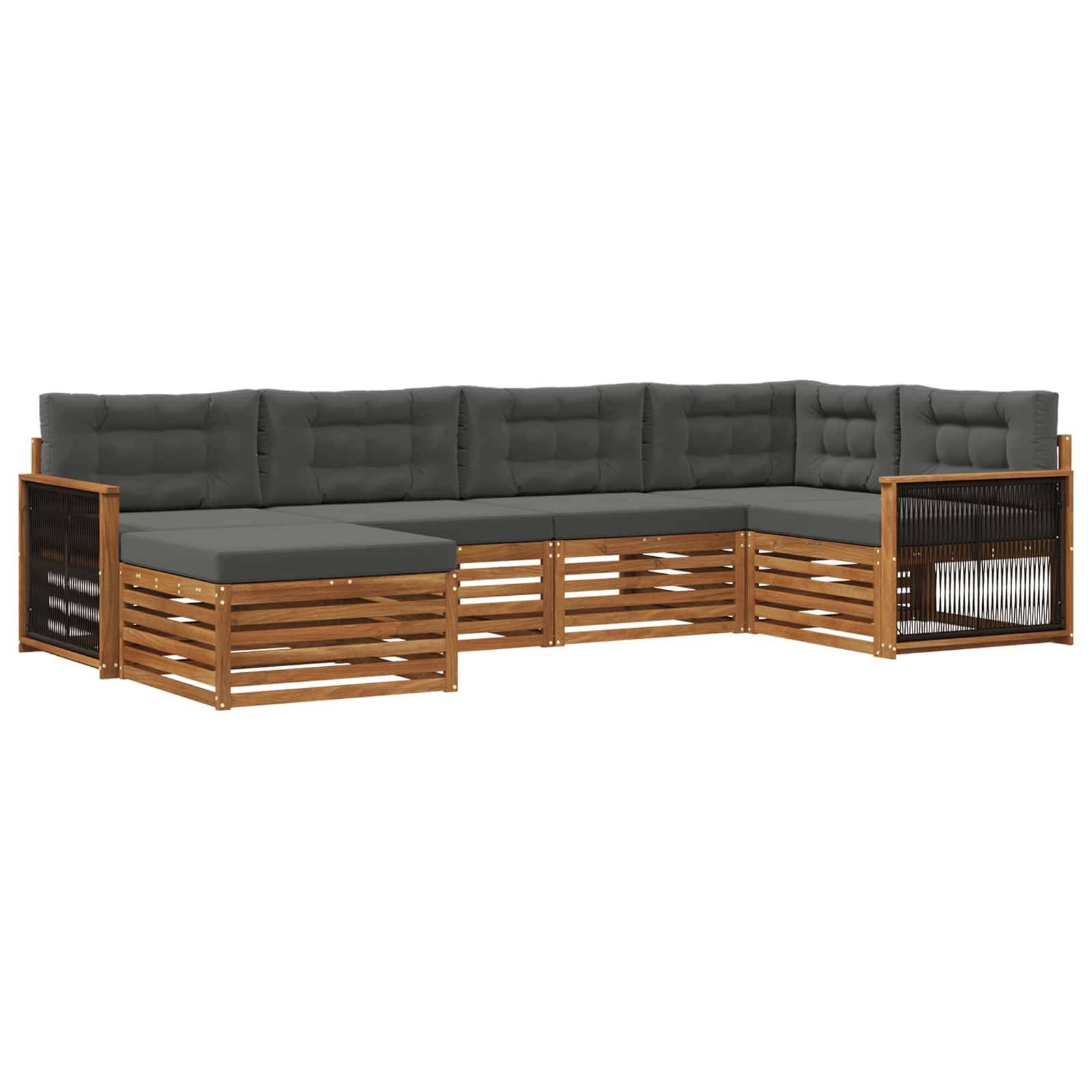 vidaXL Outdoor-Sofagarnitur mit Kissen 6 pcs Natur und Anthrazit