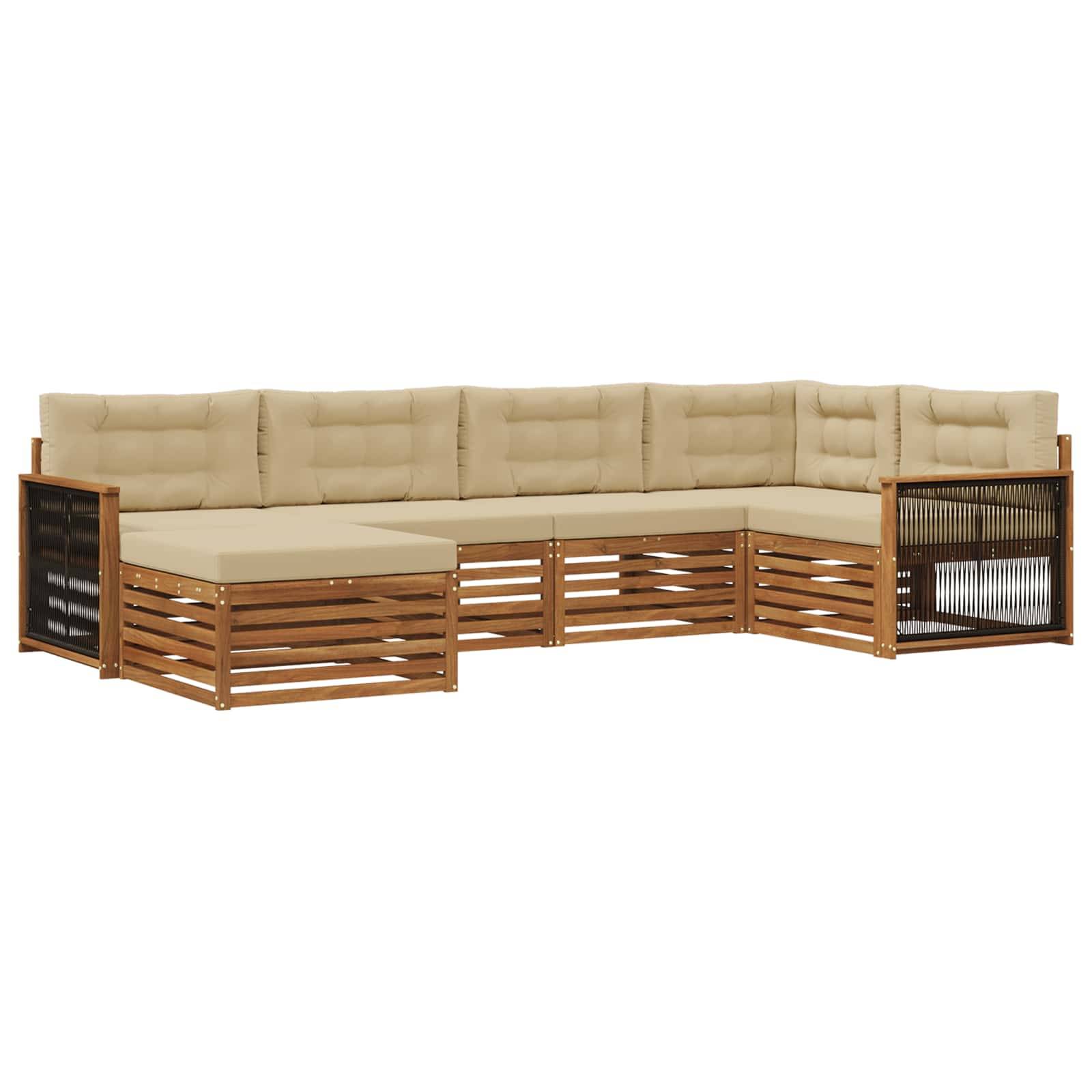 vidaXL Outdoor-Sofagarnitur mit Kissen 6 pcs Natur und Beige