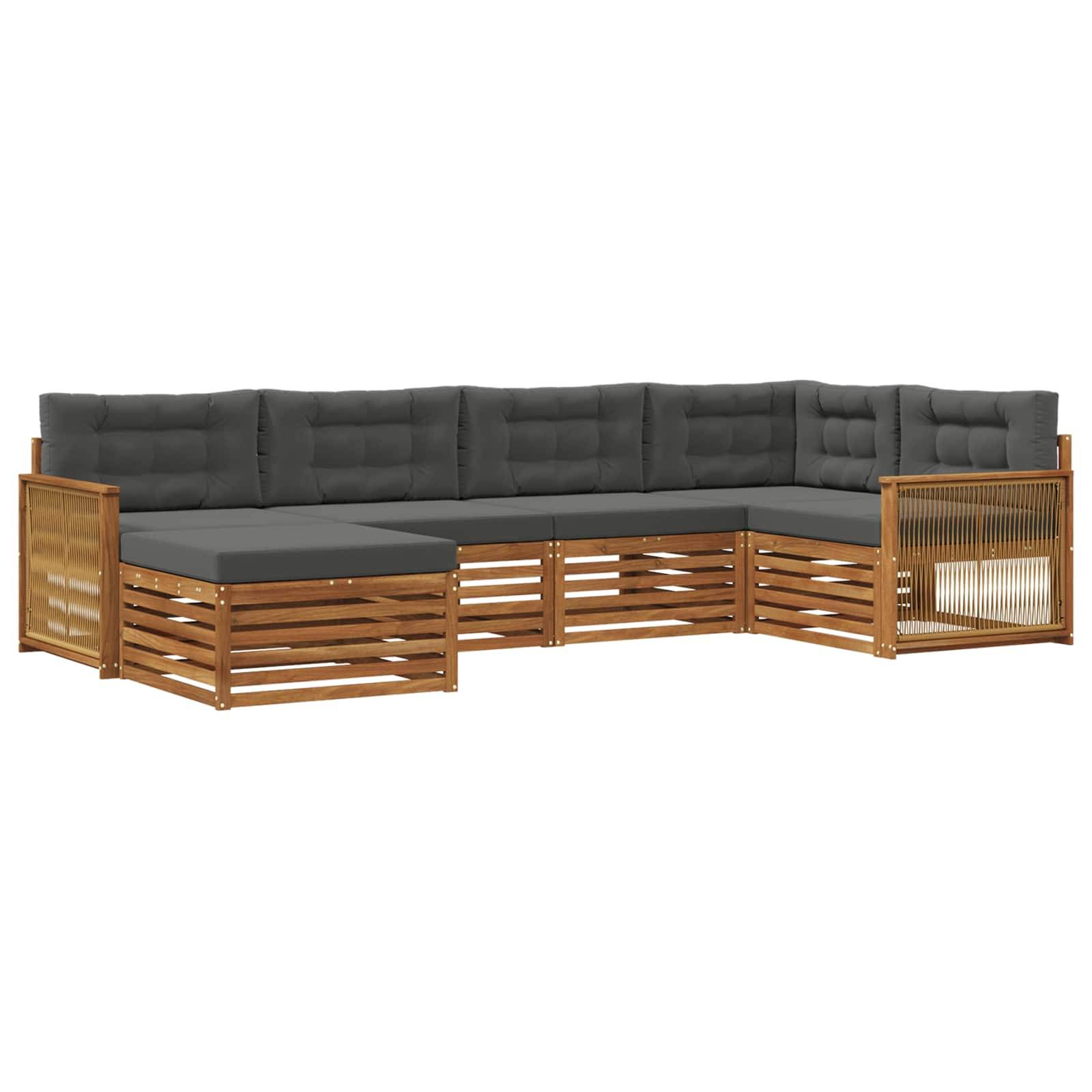 vidaXL Outdoor-Sofagarnitur mit Kissen 6 pcs Natur und Anthrazit