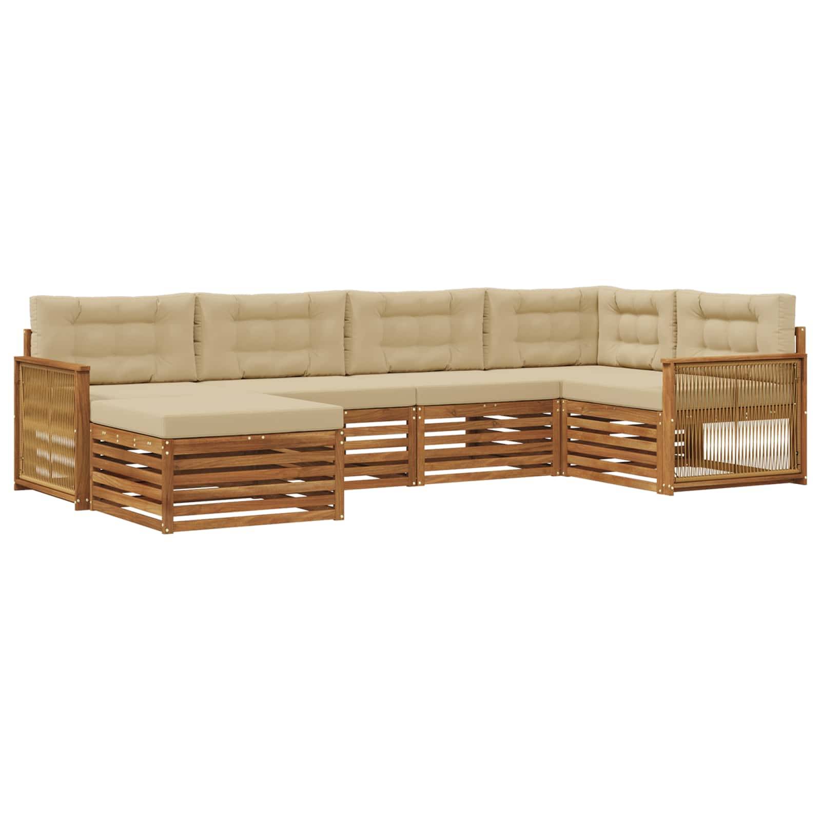 vidaXL Outdoor-Sofagarnitur mit Kissen 6 pcs Natur und Beige