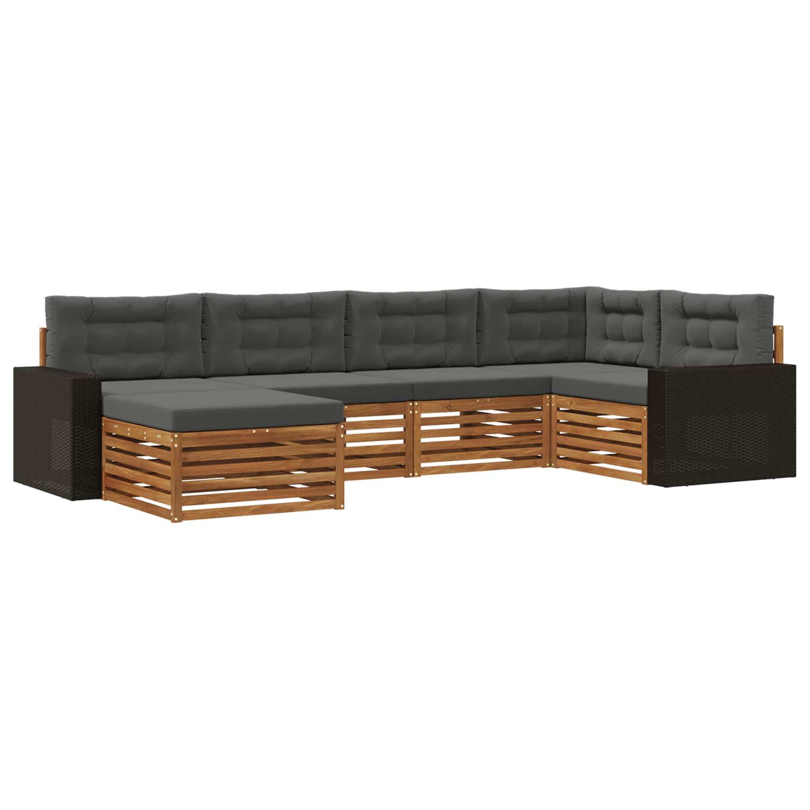 vidaXL Outdoor-Sofagarnitur mit Kissen 6 pcs Natur und Anthrazit