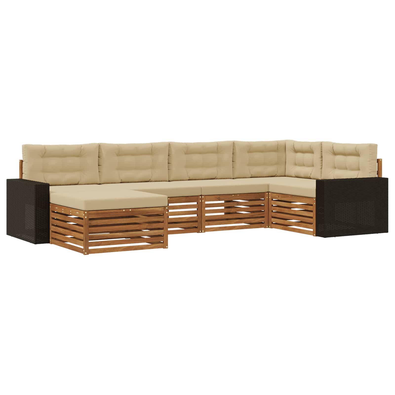 vidaXL Outdoor-Sofagarnitur mit Kissen 6 pcs Natur und Beige