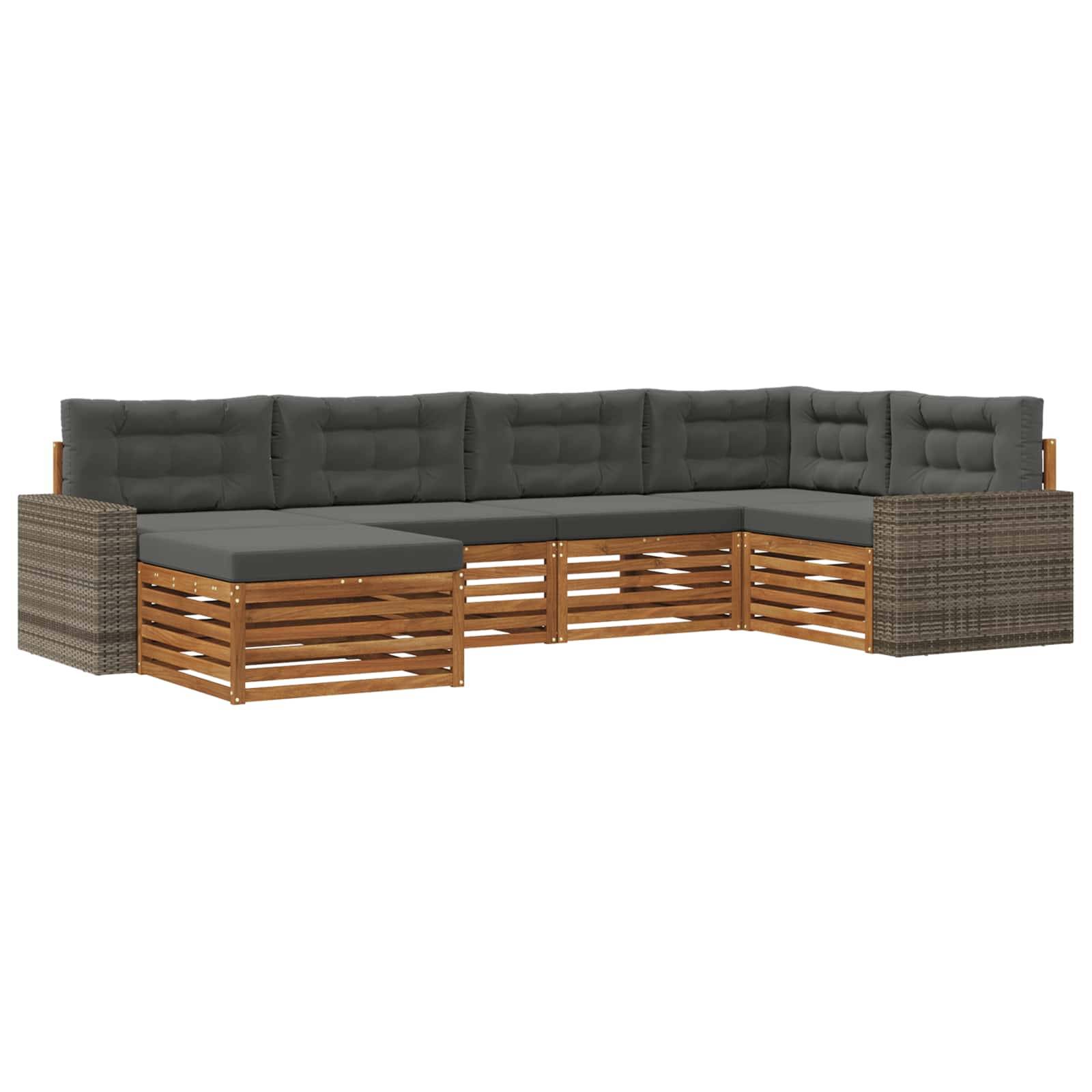 vidaXL Outdoor-Sofagarnitur mit Kissen 6 pcs Natur und Anthrazit
