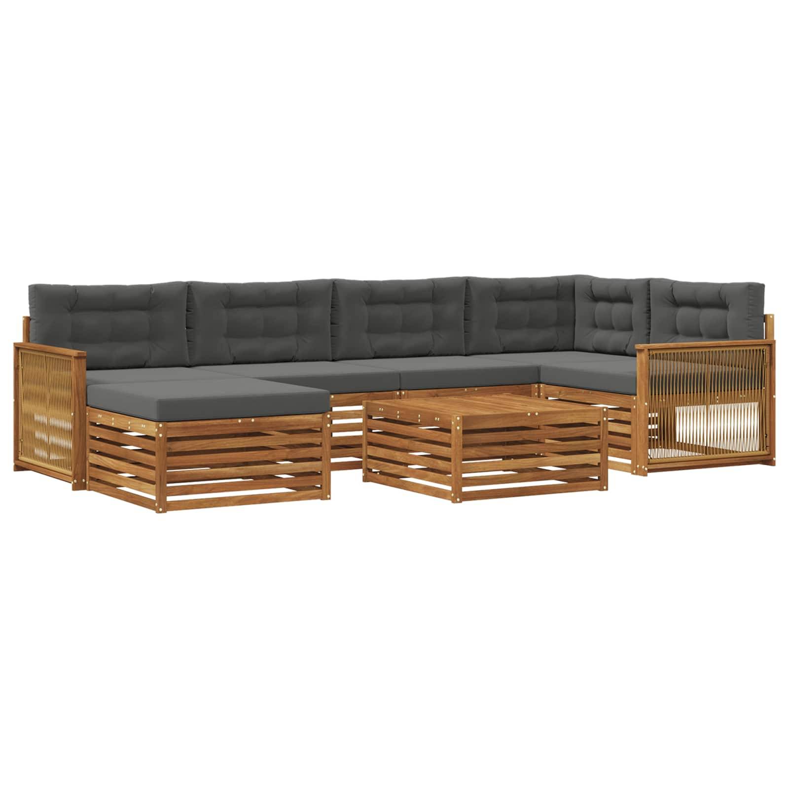 vidaXL Outdoor-Sofagarnitur mit Kissen 7 pcs Natur und Anthrazit