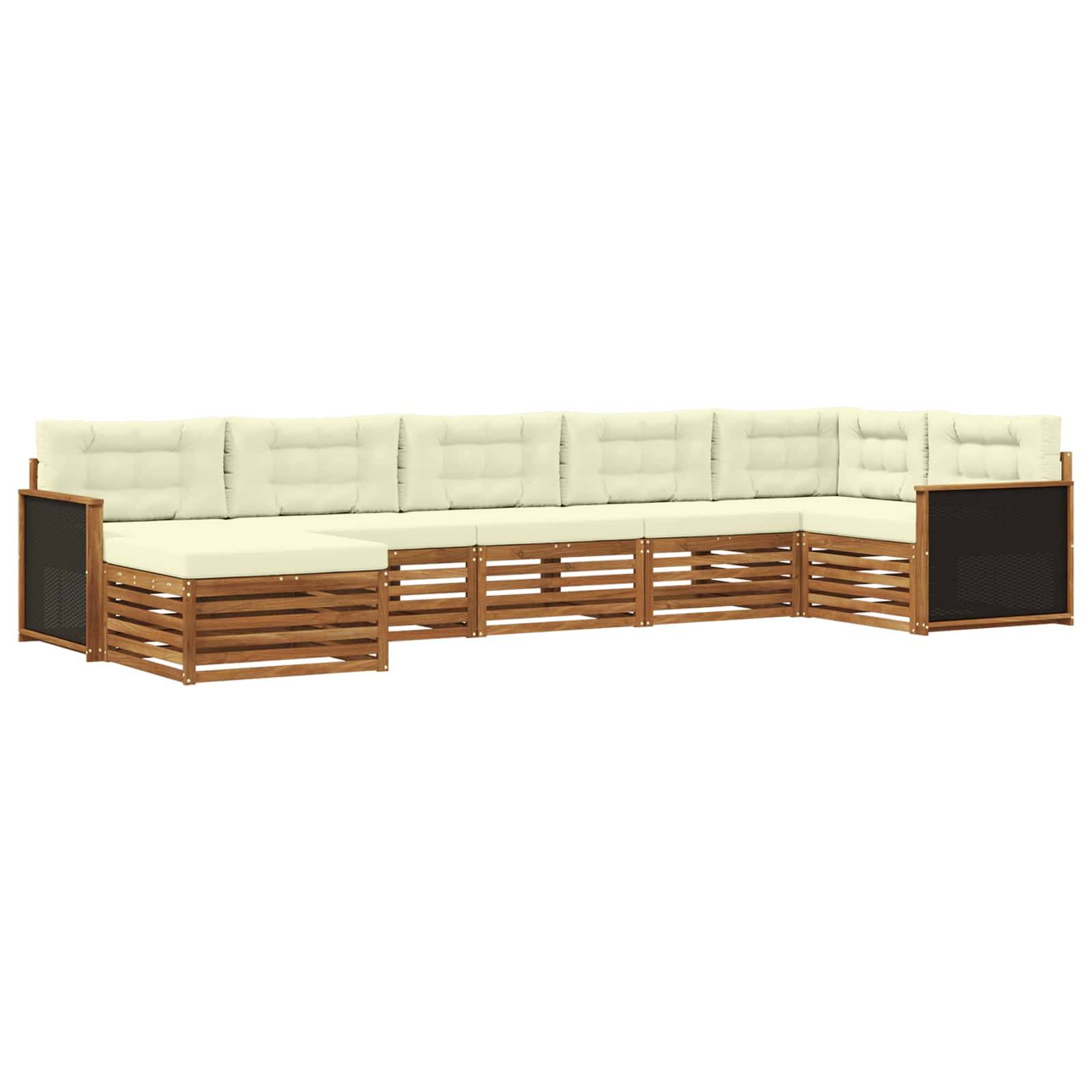 vidaXL Outdoor-Sofagarnitur mit Kissen 7 pcs Natur und Creme