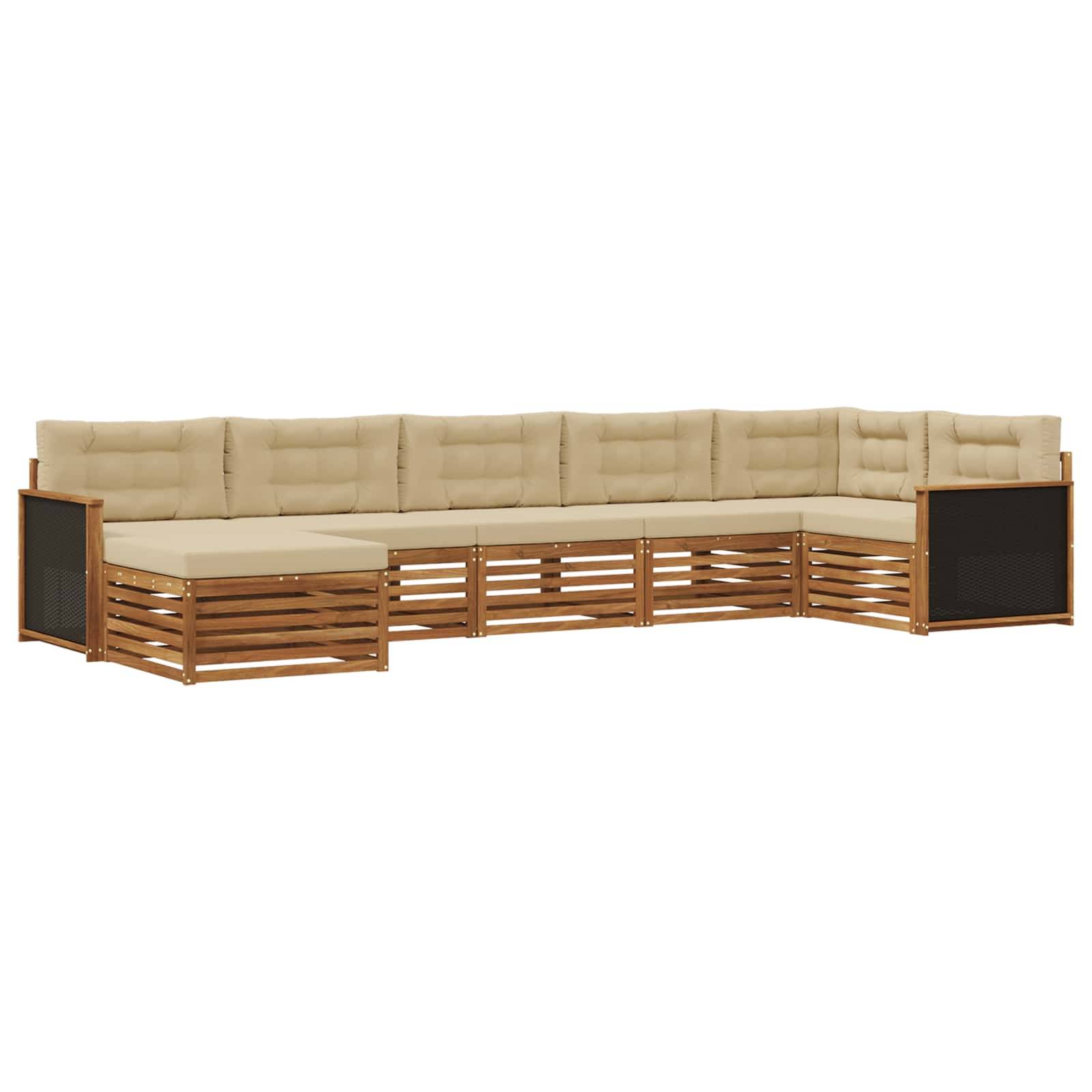 vidaXL Outdoor-Sofagarnitur mit Kissen 7 pcs Natur und Beige