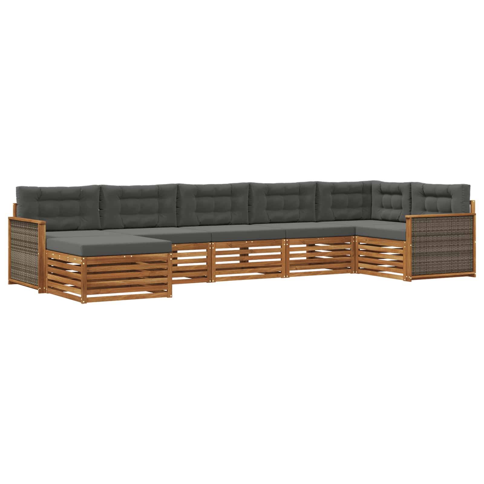 vidaXL Outdoor-Sofagarnitur mit Kissen 7 pcs Natur und Anthrazit