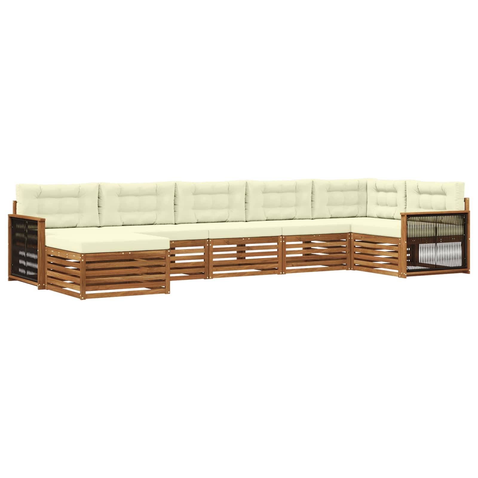 vidaXL Outdoor-Sofagarnitur mit Kissen 7 pcs Natur und Creme