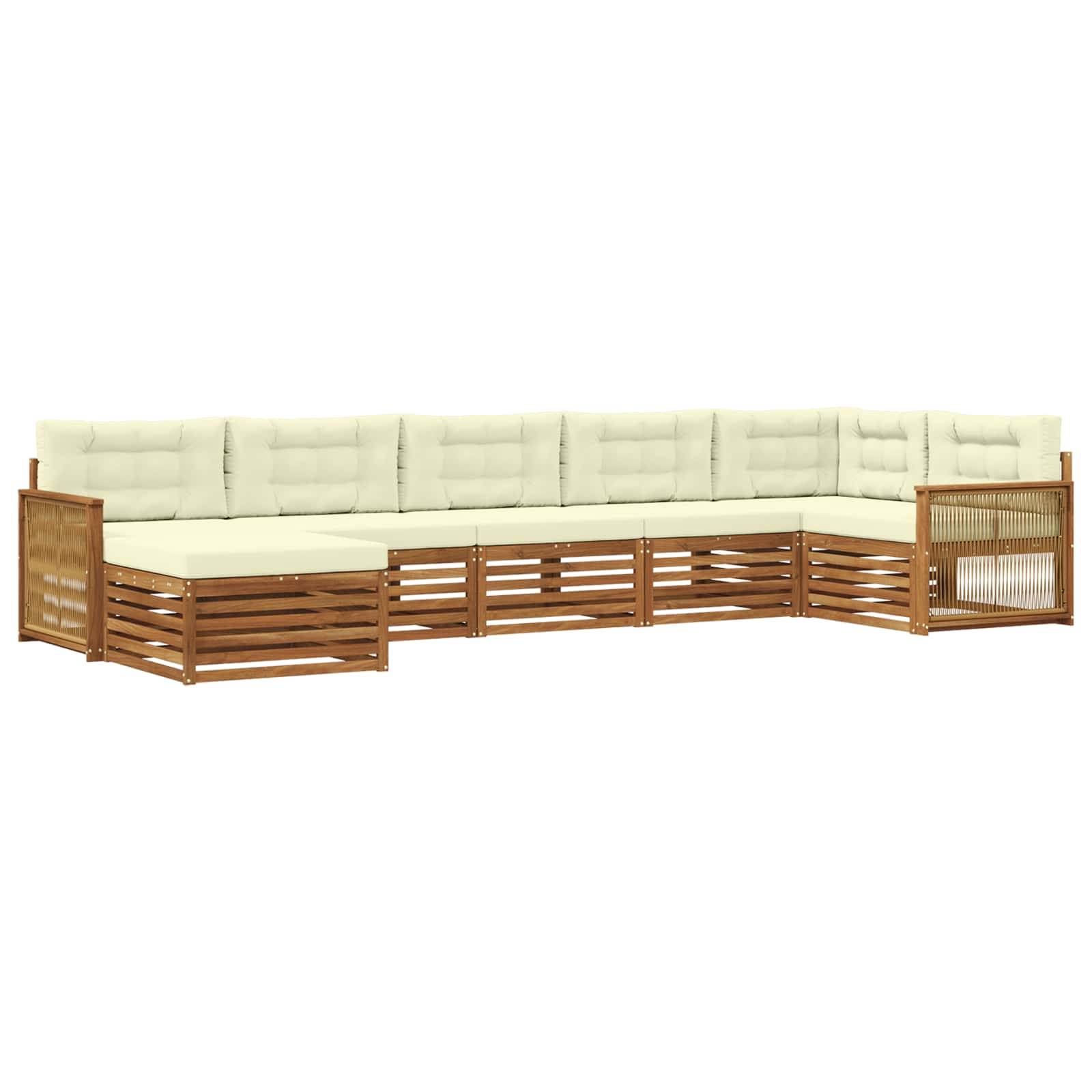 vidaXL Outdoor-Sofagarnitur mit Kissen 7 pcs Natur und Creme