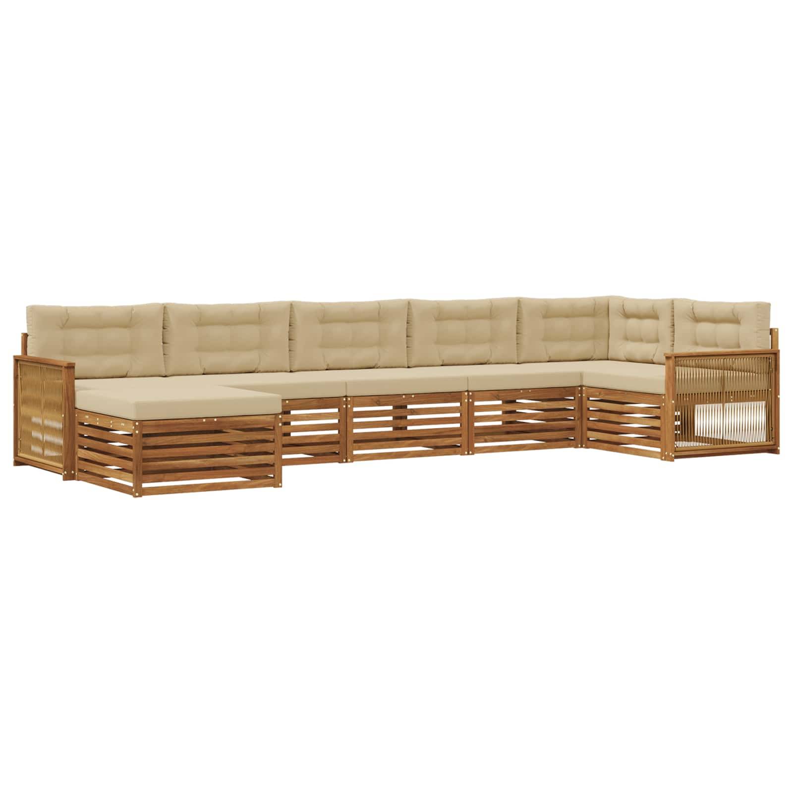 vidaXL Outdoor-Sofagarnitur mit Kissen 7 pcs Natur und Beige