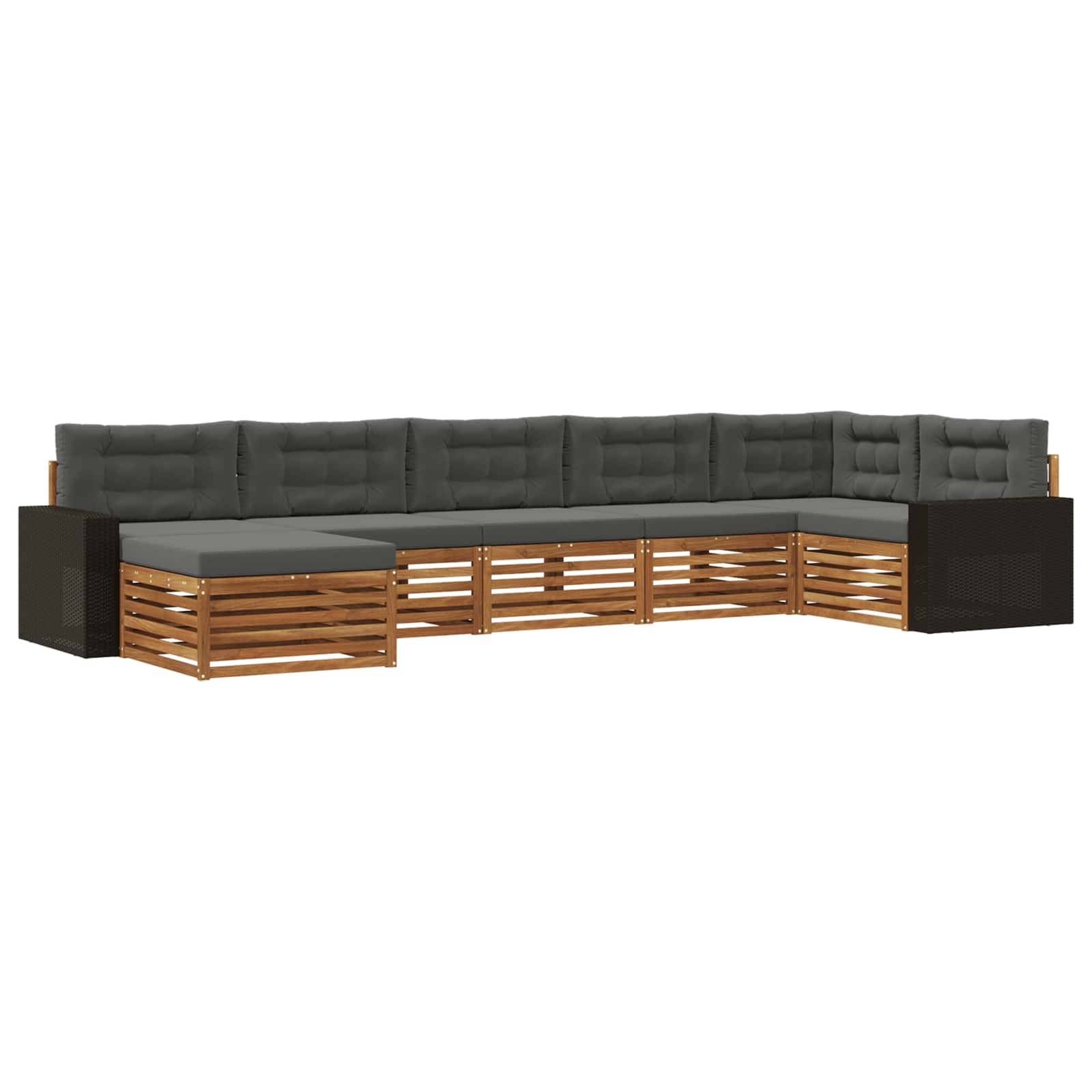 vidaXL Outdoor-Sofagarnitur mit Kissen 7 pcs Natur und Anthrazit