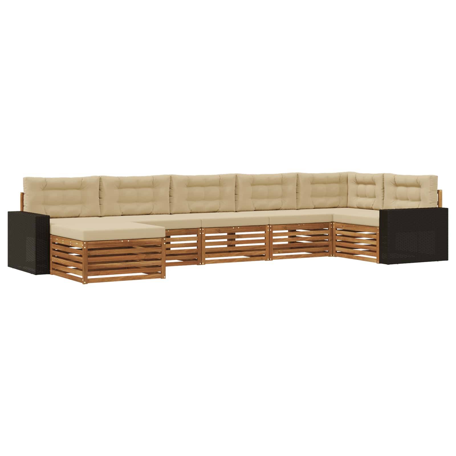 vidaXL Outdoor-Sofagarnitur mit Kissen 7 pcs Natur und Beige