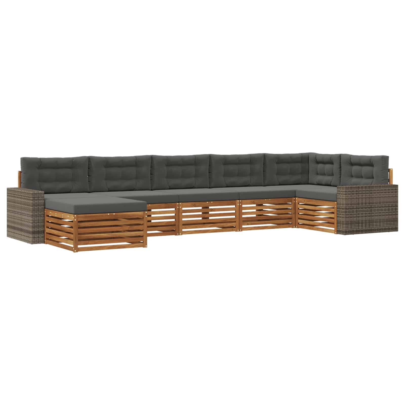vidaXL Outdoor-Sofagarnitur mit Kissen 7 pcs Natur und Anthrazit