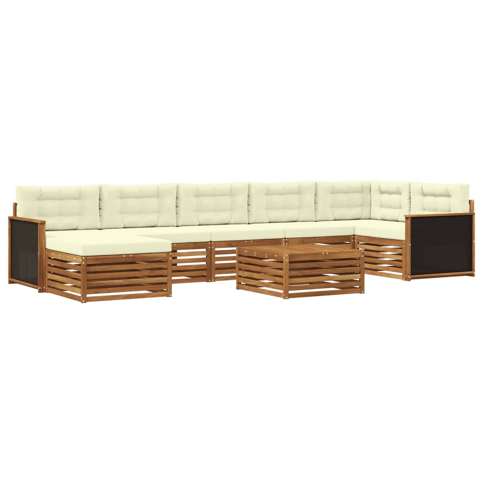vidaXL Outdoor-Sofagarnitur mit Kissen 8 pcs Natur und Creme