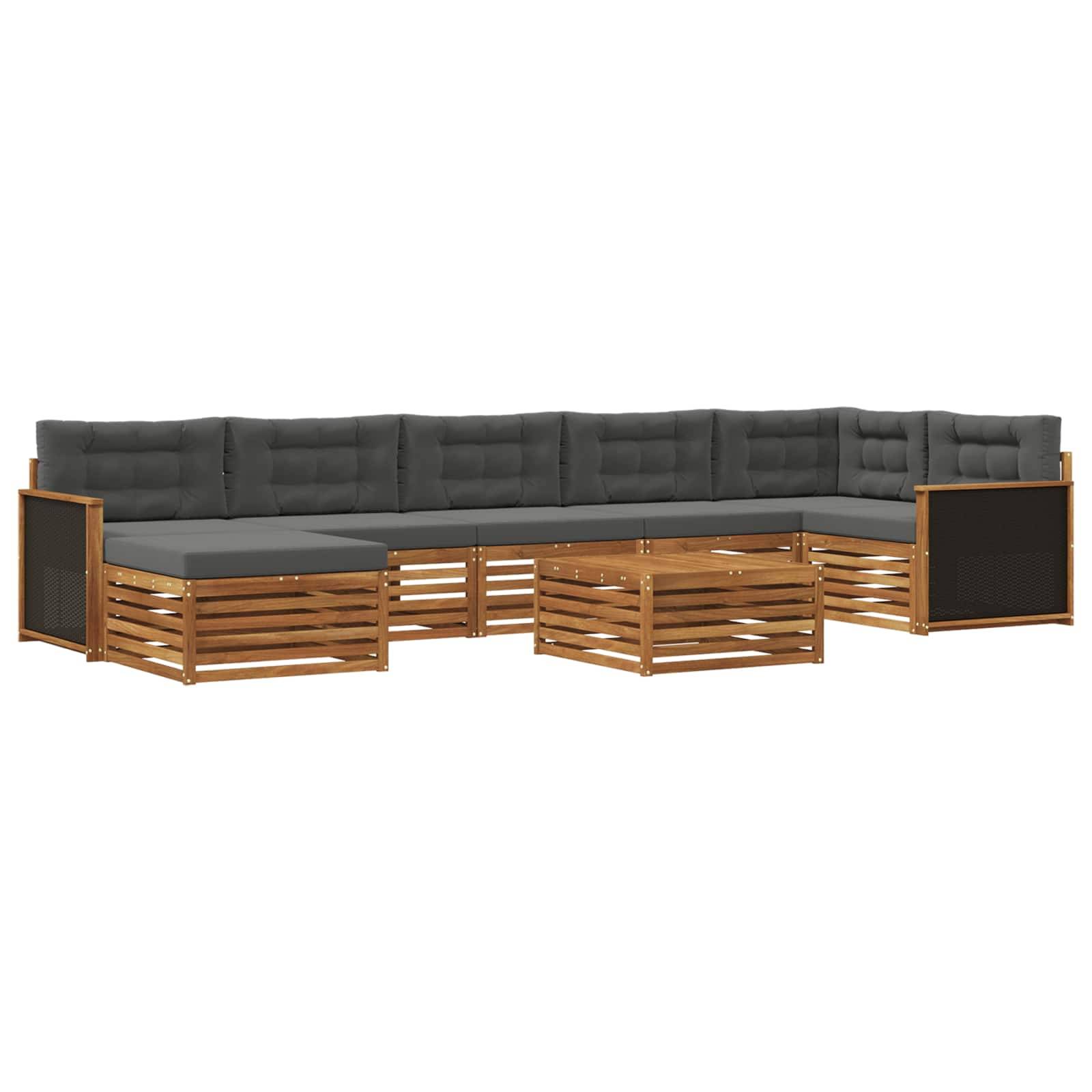 vidaXL Outdoor-Sofagarnitur mit Kissen 8 pcs Natur und Anthrazit
