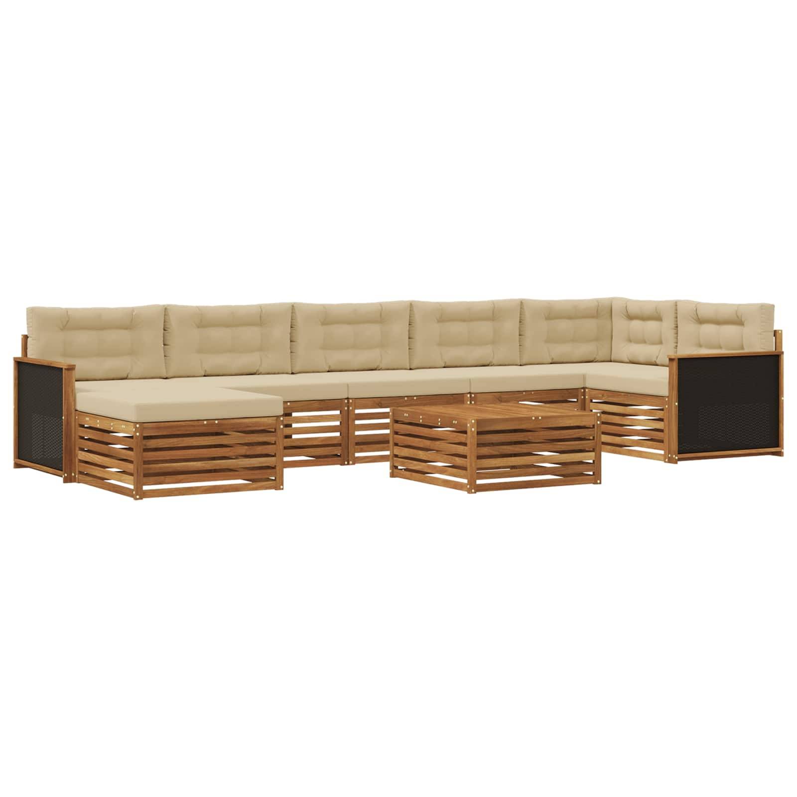 vidaXL Outdoor-Sofagarnitur mit Kissen 8 pcs Natur und Beige