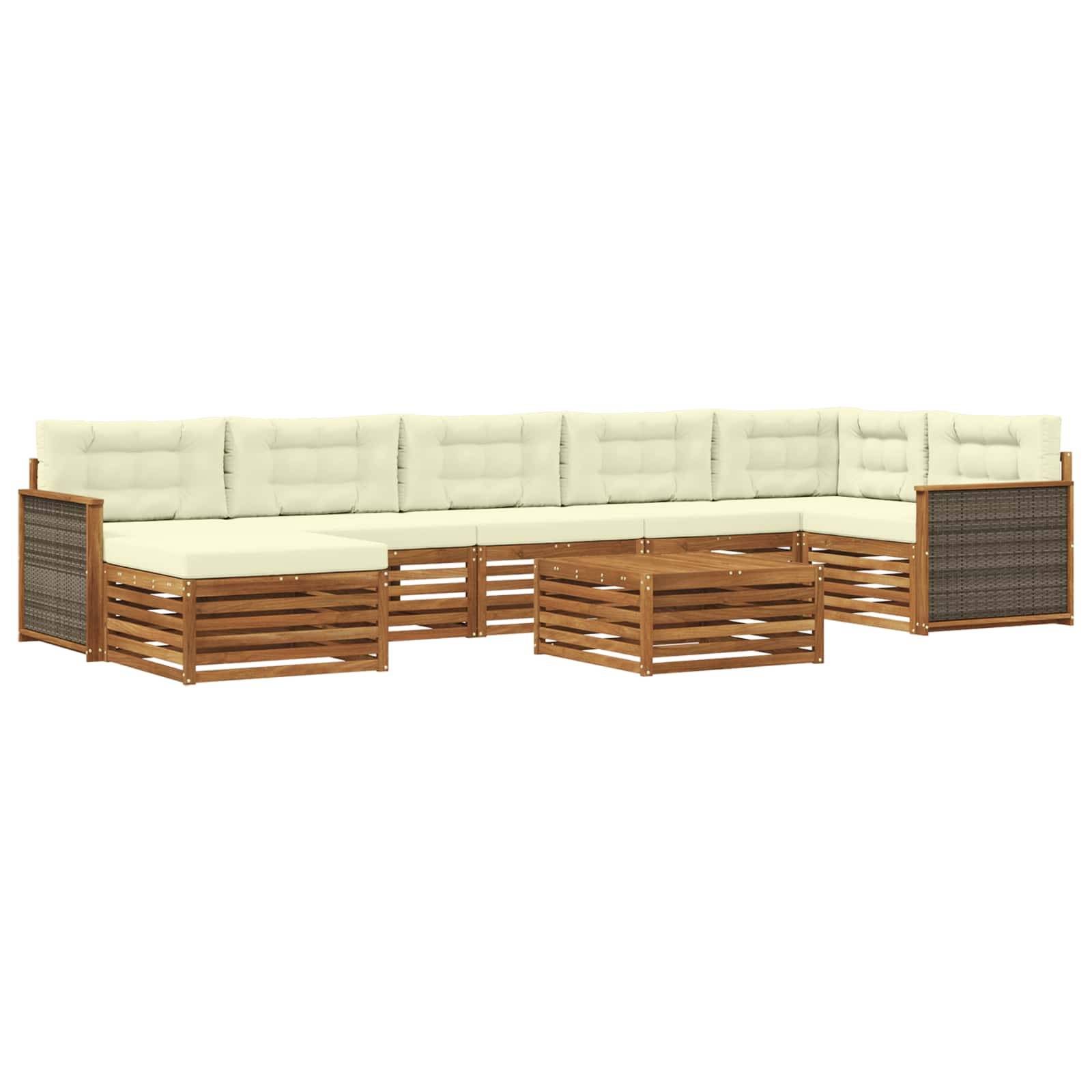 vidaXL Outdoor-Sofagarnitur mit Kissen 8 pcs Natur und Creme