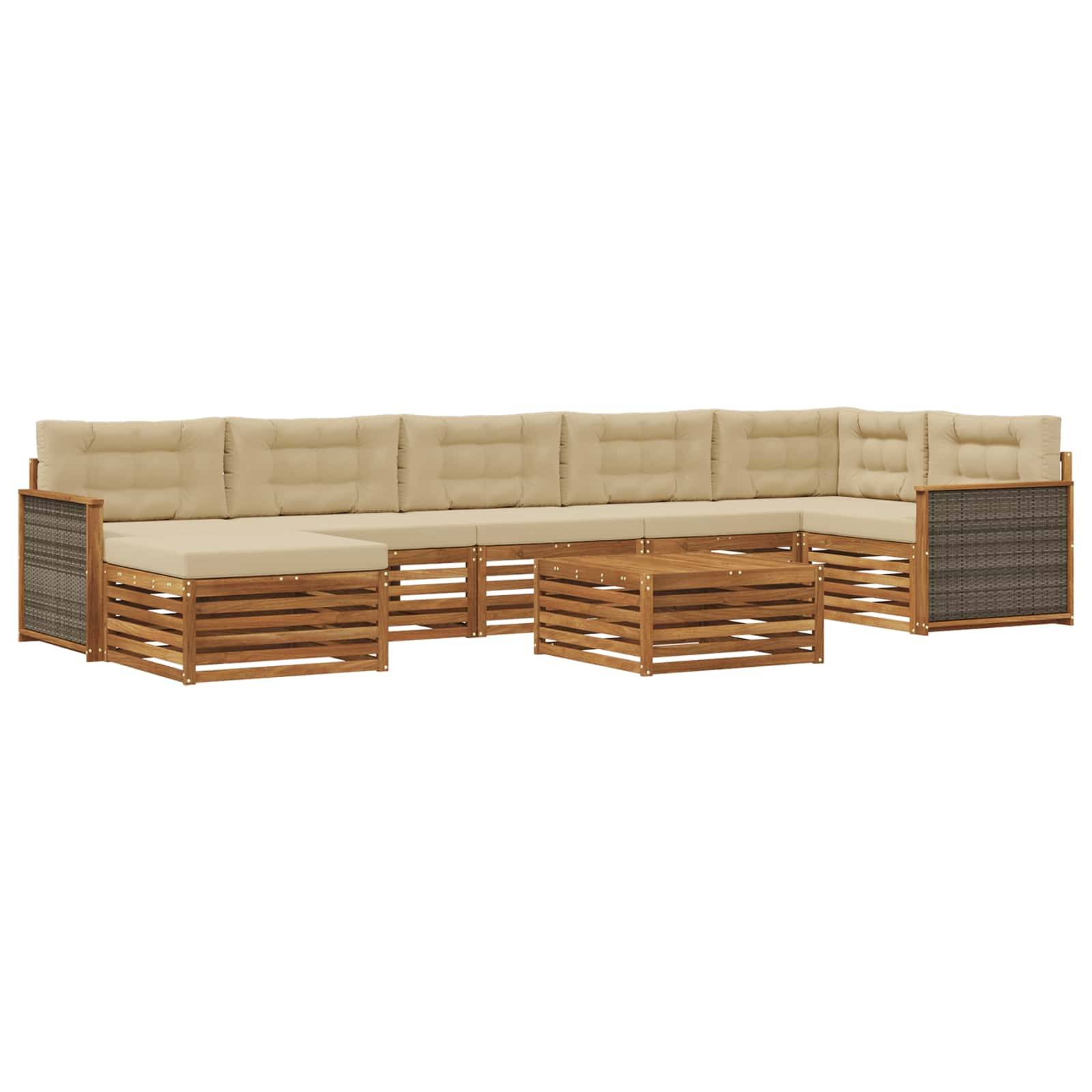 vidaXL Outdoor-Sofagarnitur mit Kissen 8 pcs Natur und Beige