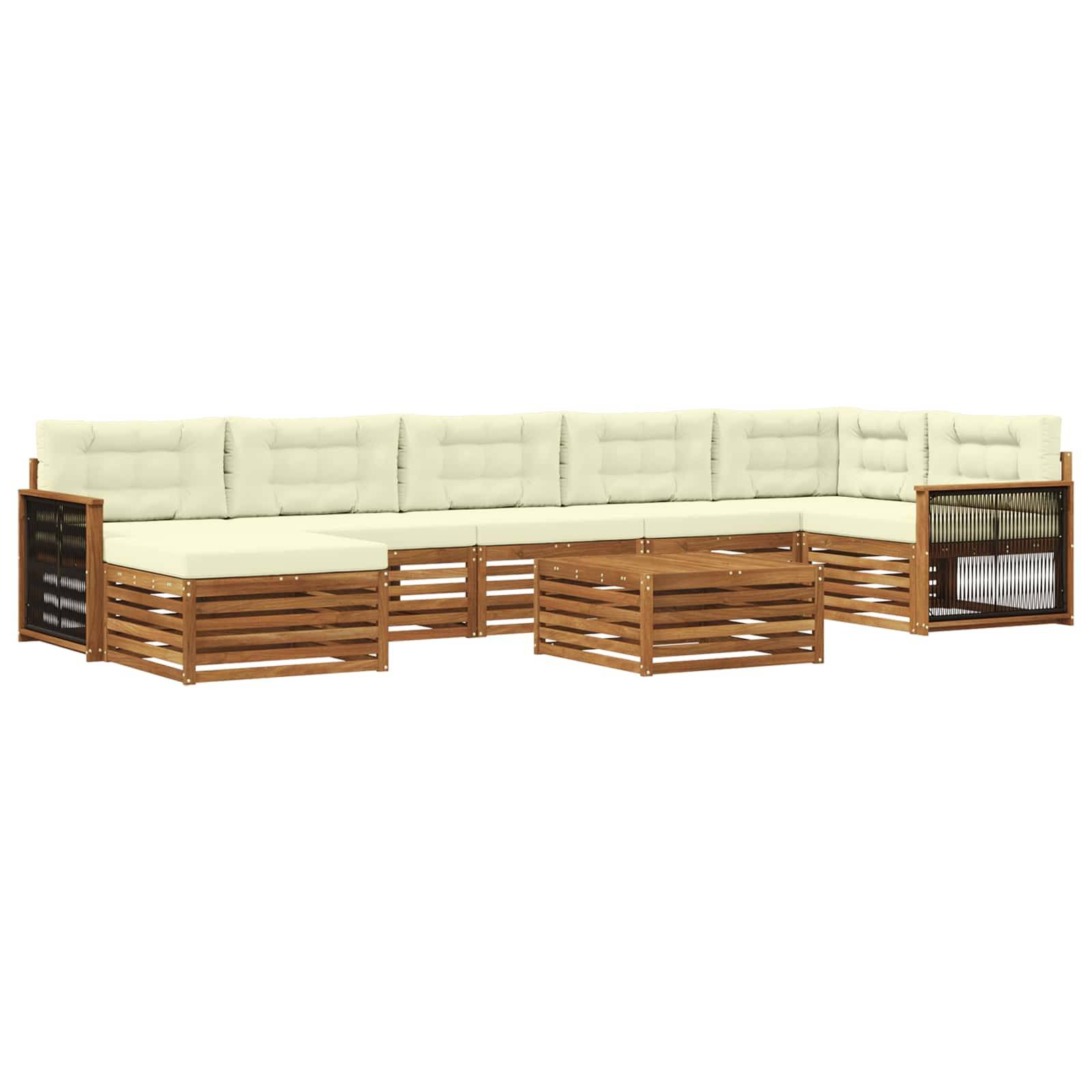 vidaXL Outdoor-Sofagarnitur mit Kissen 8 pcs Natur und Creme