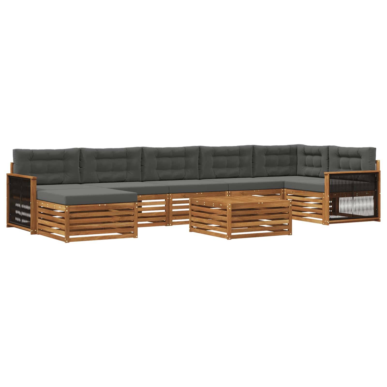 vidaXL Outdoor-Sofagarnitur mit Kissen 8 pcs Natur und Anthrazit
