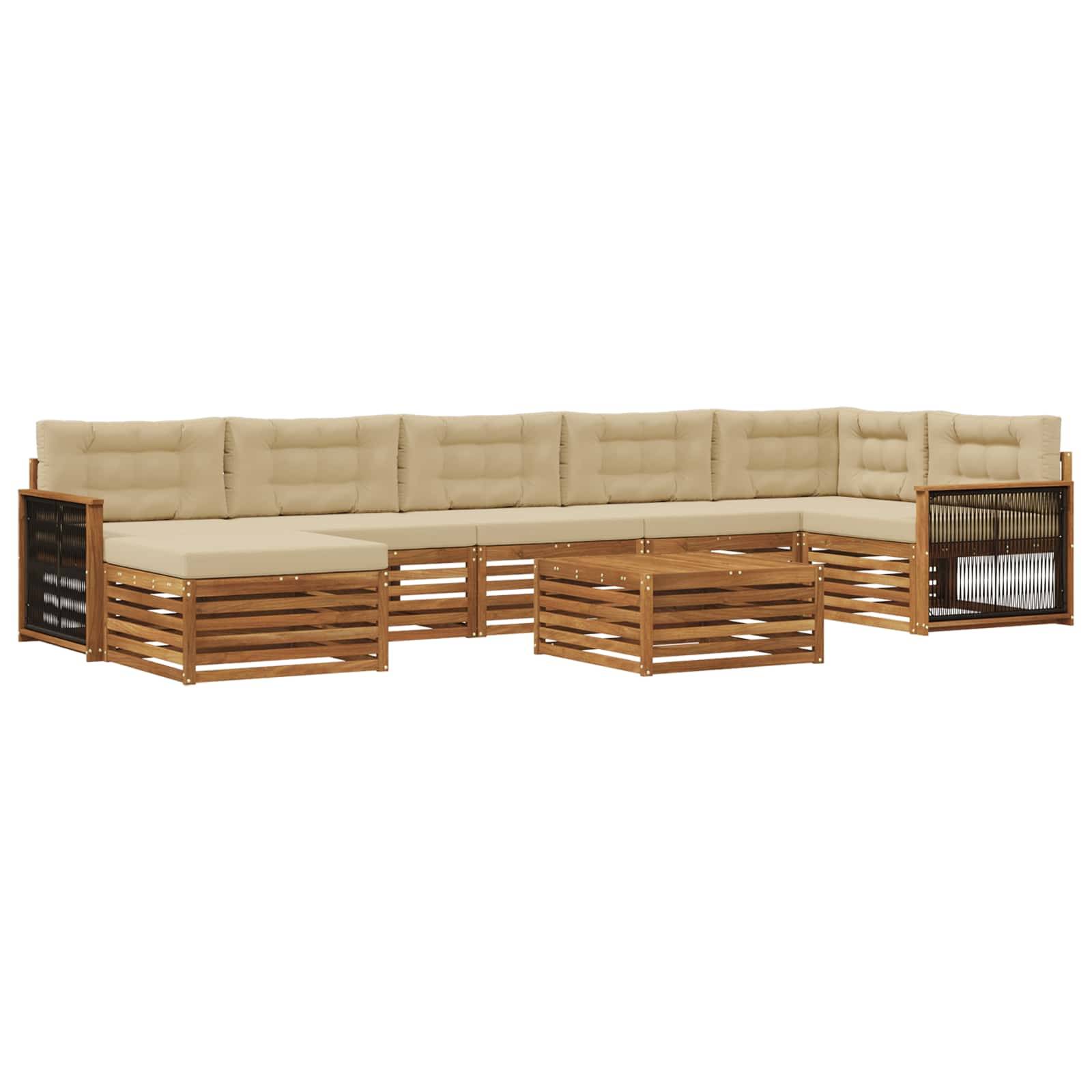 vidaXL Outdoor-Sofagarnitur mit Kissen 8 pcs Natur und Beige