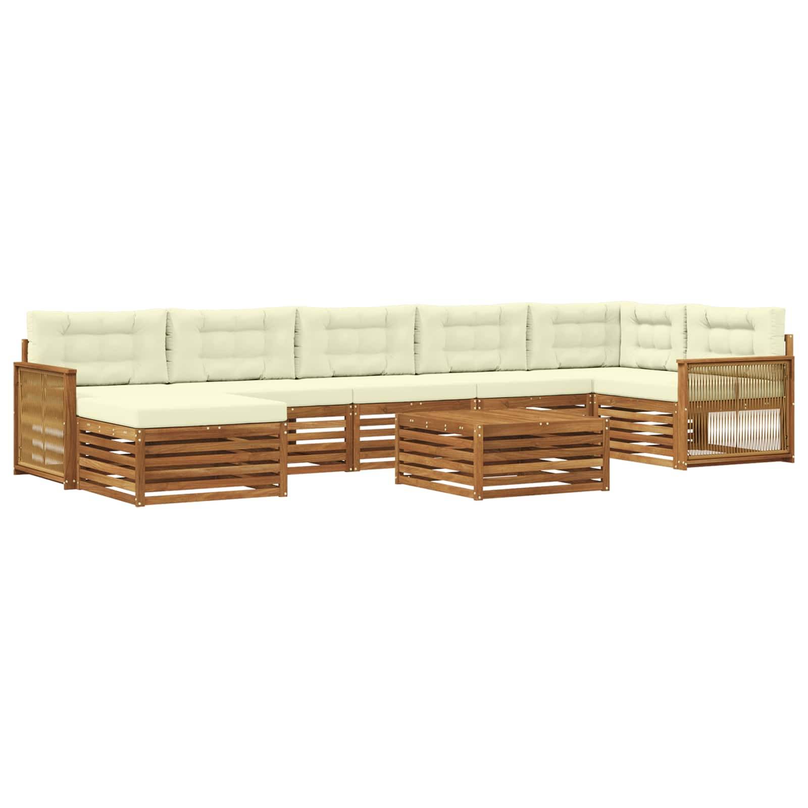 vidaXL Outdoor-Sofagarnitur mit Kissen 8 pcs Natur und Creme