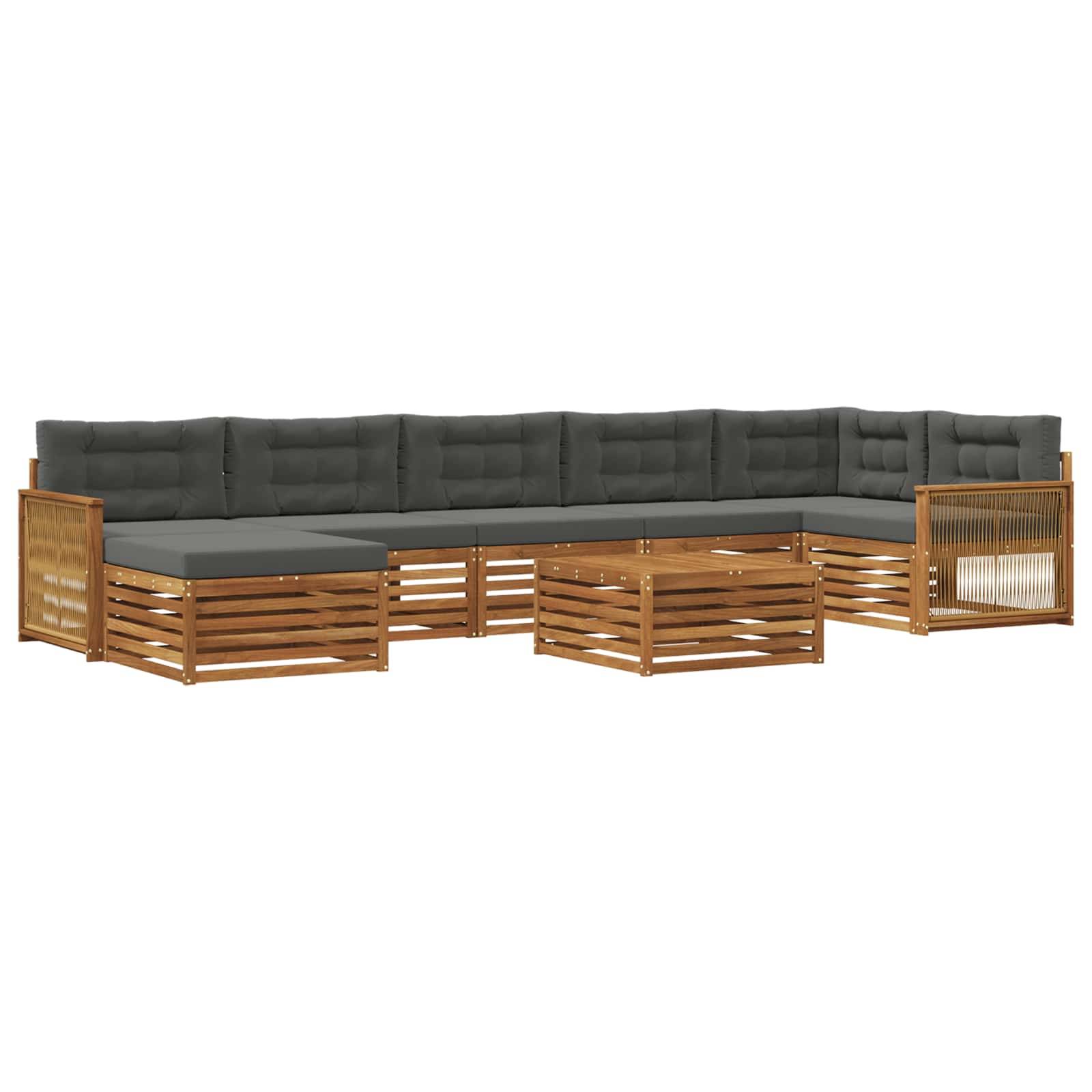 vidaXL Outdoor-Sofagarnitur mit Kissen 8 pcs Natur und Anthrazit