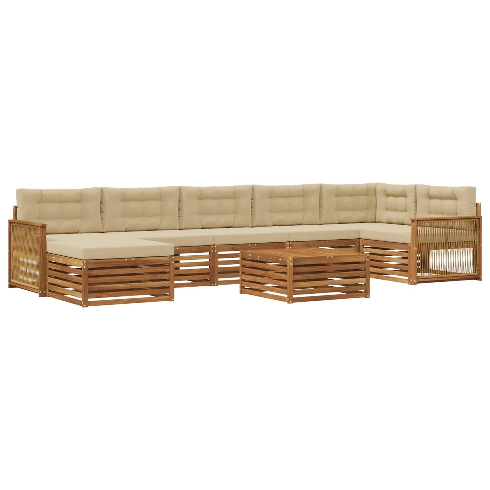 vidaXL Outdoor-Sofagarnitur mit Kissen 8 pcs Natur und Beige