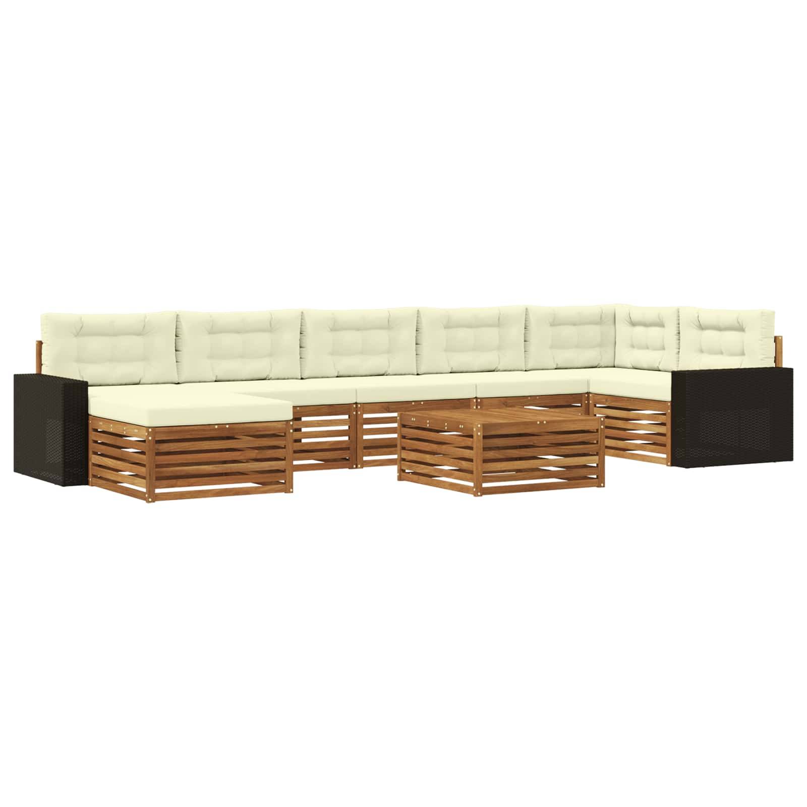 vidaXL Outdoor-Sofagarnitur mit Kissen 8 pcs Natur und Creme