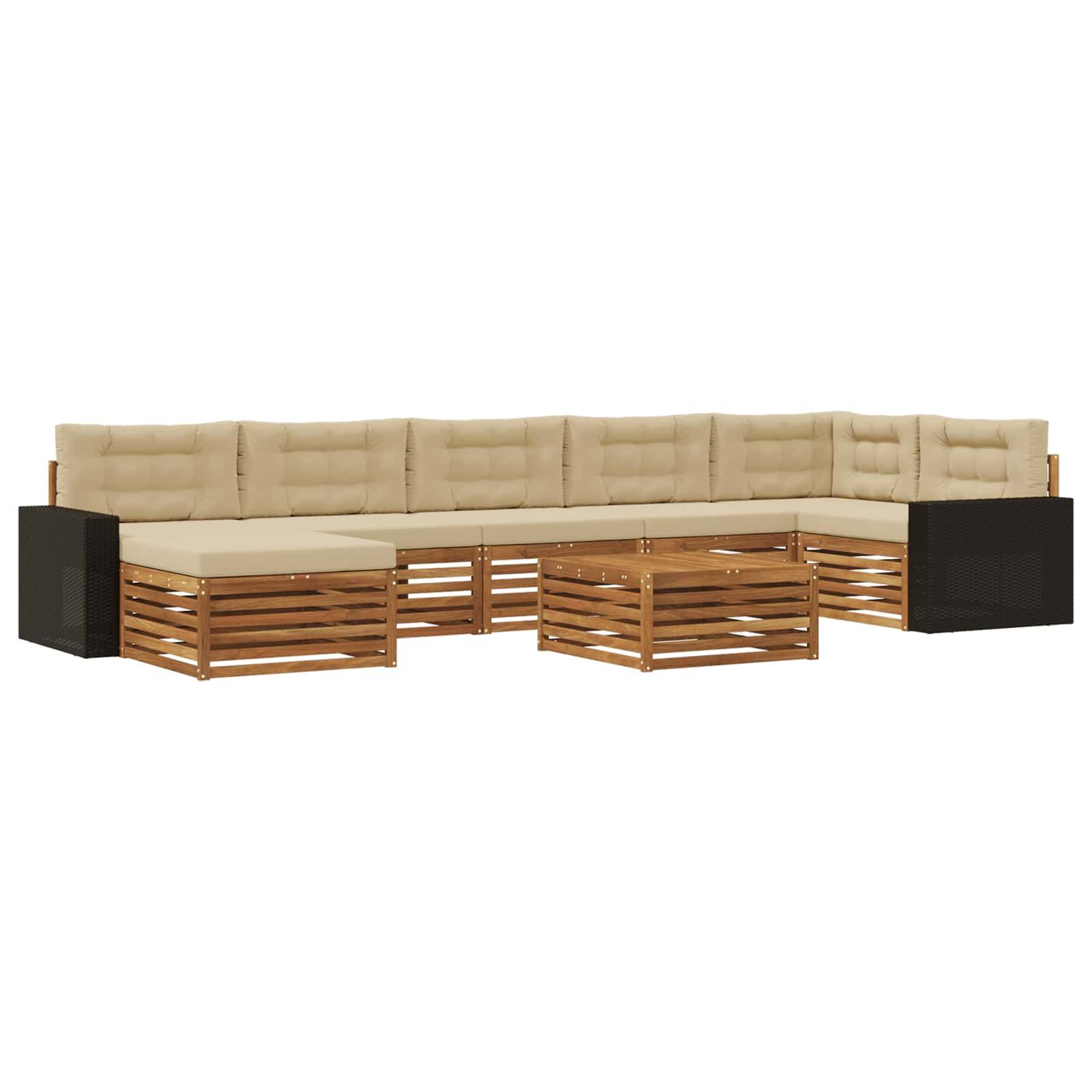 vidaXL Outdoor-Sofagarnitur mit Kissen 8 pcs Natur und Beige
