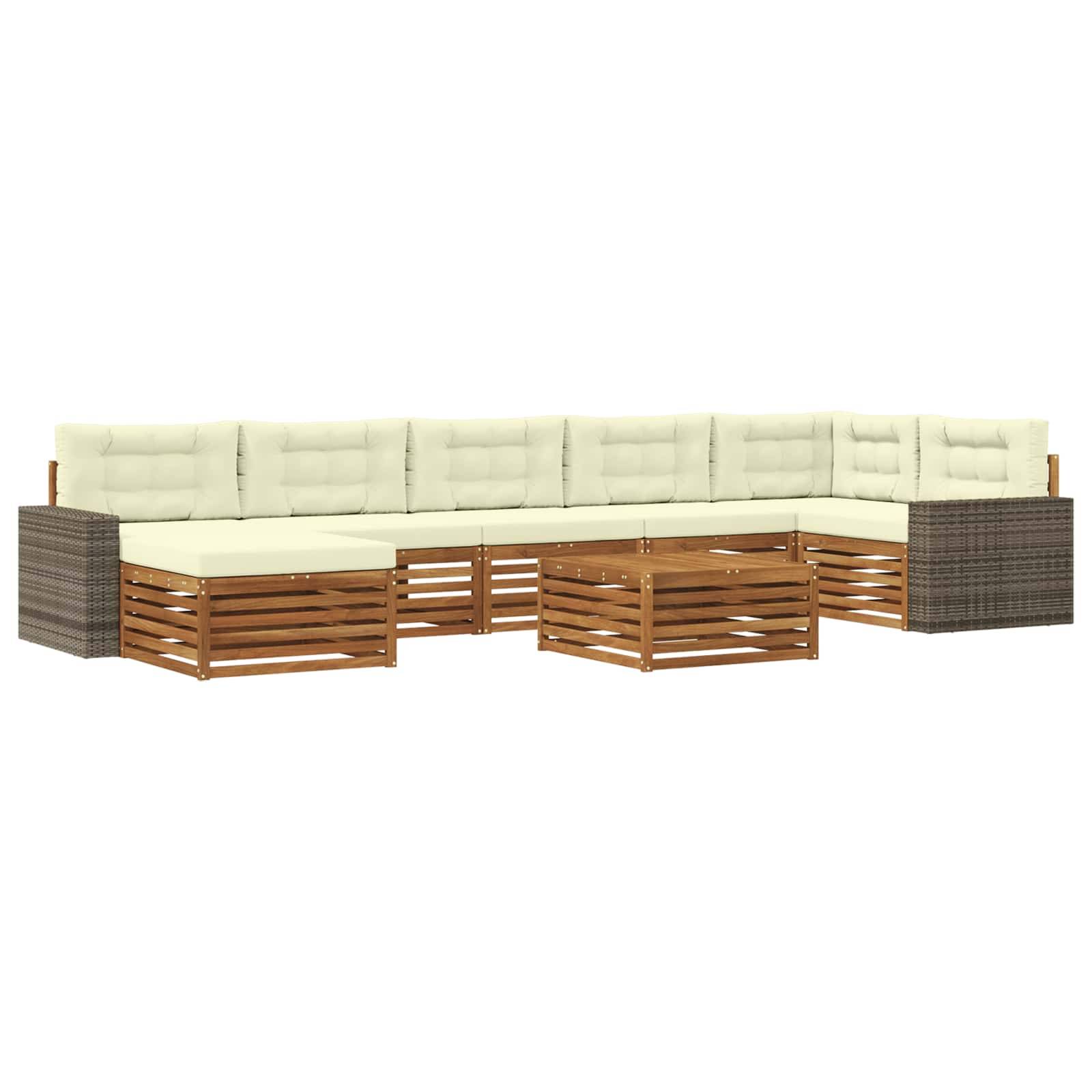 vidaXL Outdoor-Sofagarnitur mit Kissen 8 pcs Natur und Creme