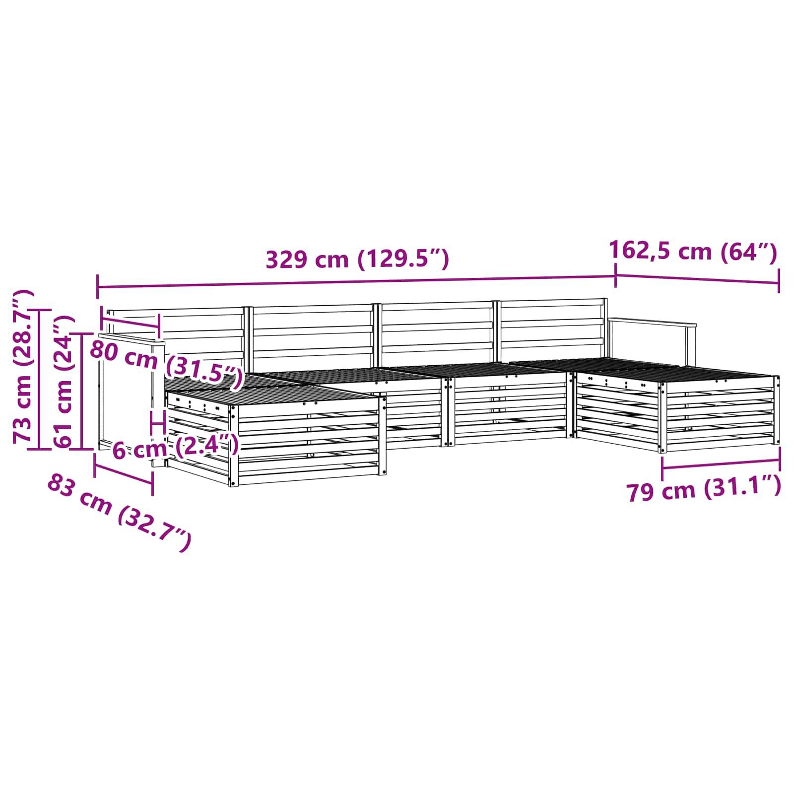 vidaXL Sofagarnituren 6 pcs Massivholz Akazie