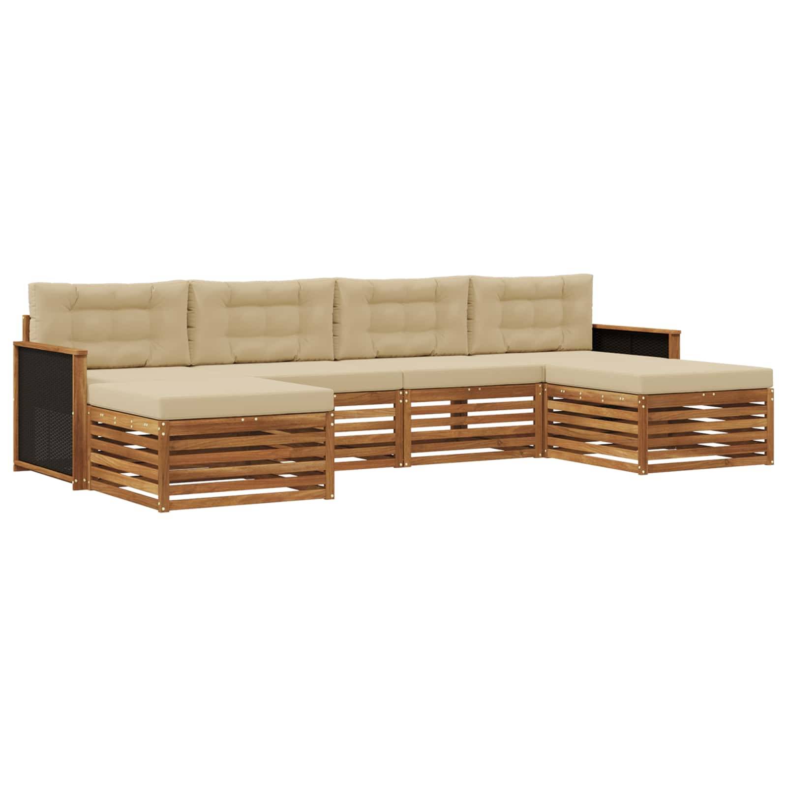 vidaXL Sofagarnituren mit Kissen 6 pcs Massivholz Akazie