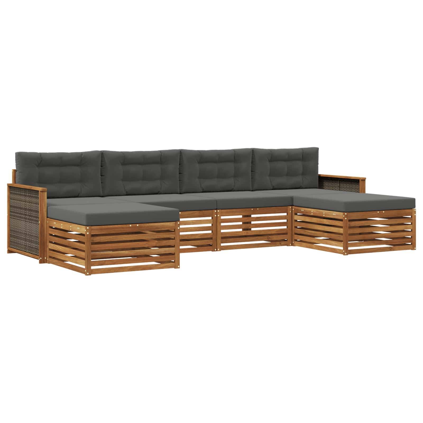 vidaXL Sofagarnituren mit Kissen 6 pcs Massivholz Akazie