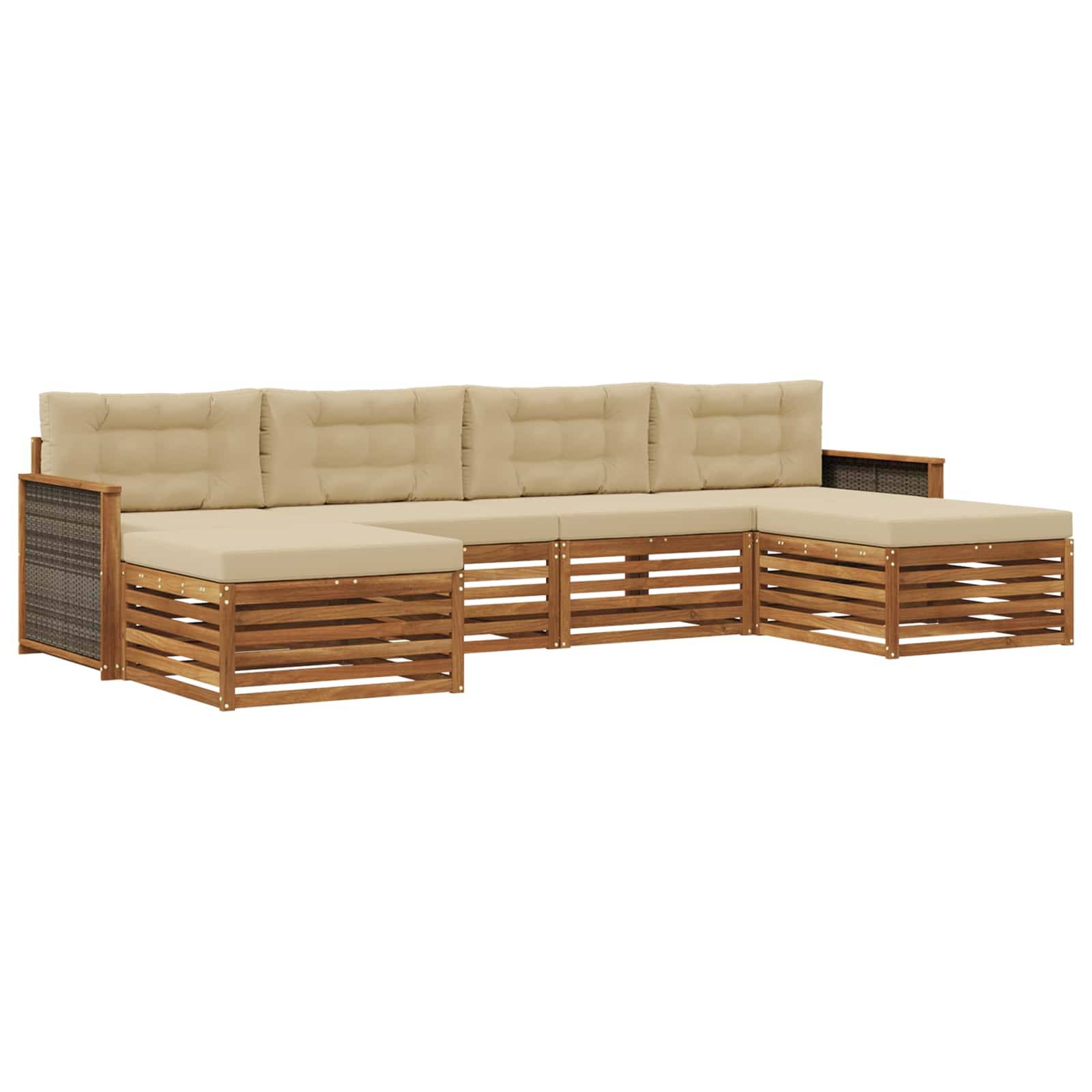 vidaXL Sofagarnituren mit Kissen 6 pcs Massivholz Akazie
