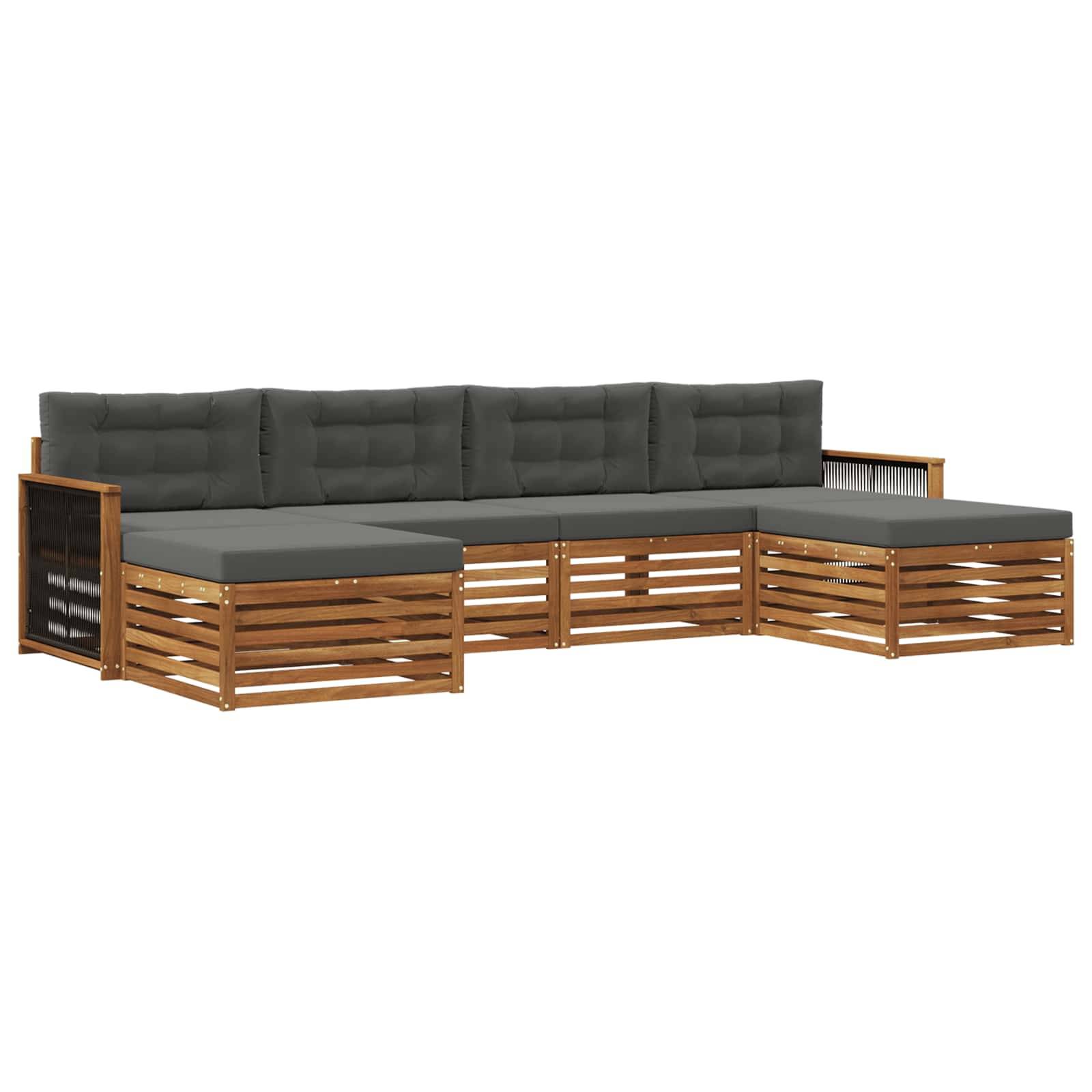 vidaXL Sofagarnituren mit Kissen 6 pcs Massivholz Akazie