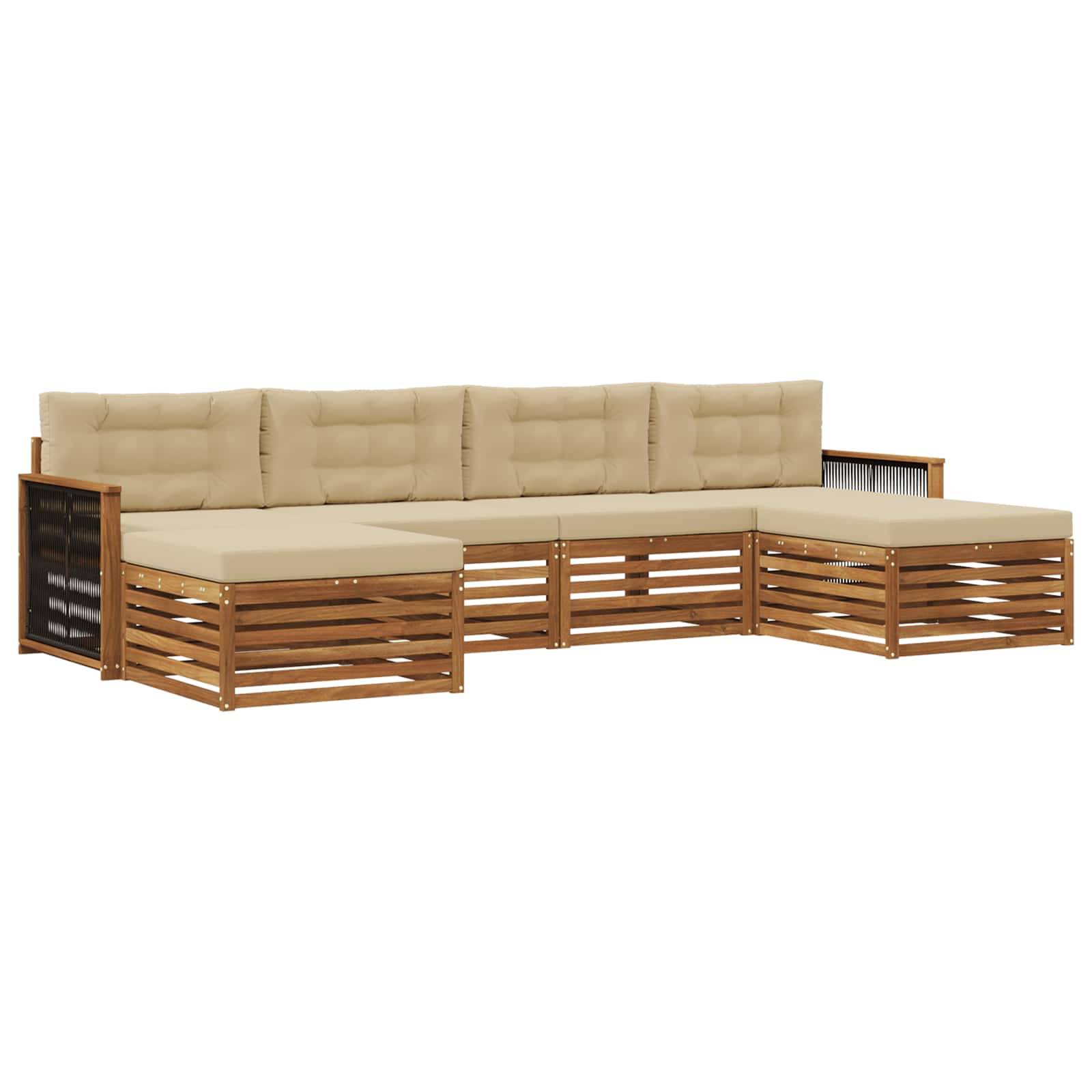 vidaXL Sofagarnituren mit Kissen 6 pcs Massivholz Akazie