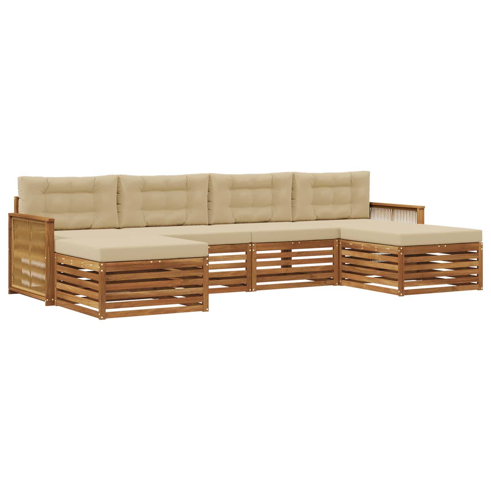 vidaXL Sofagarnituren mit Kissen 6 pcs Massivholz Akazie