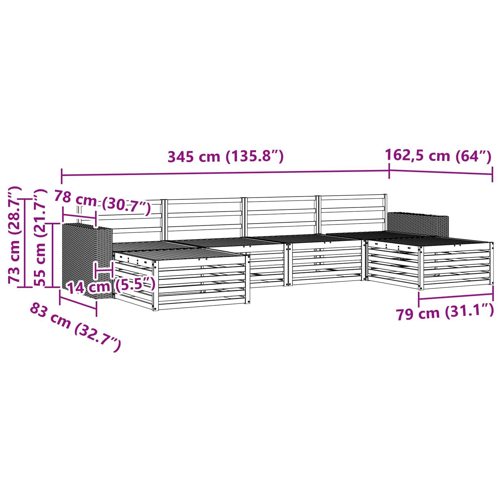 vidaXL Sofagarnituren 6 pcs Massivholz Akazie