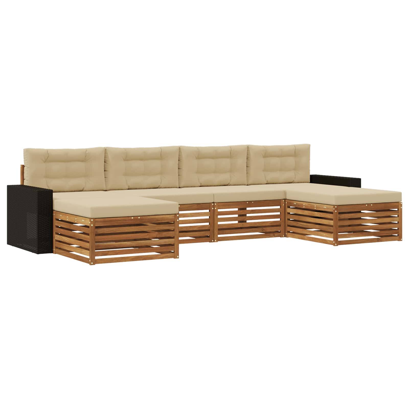 vidaXL Sofagarnituren mit Kissen 6 pcs Massivholz Akazie