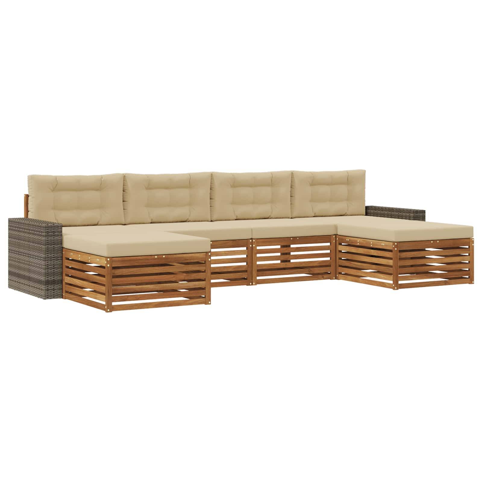 vidaXL Sofagarnituren mit Kissen 6 pcs Massivholz Akazie