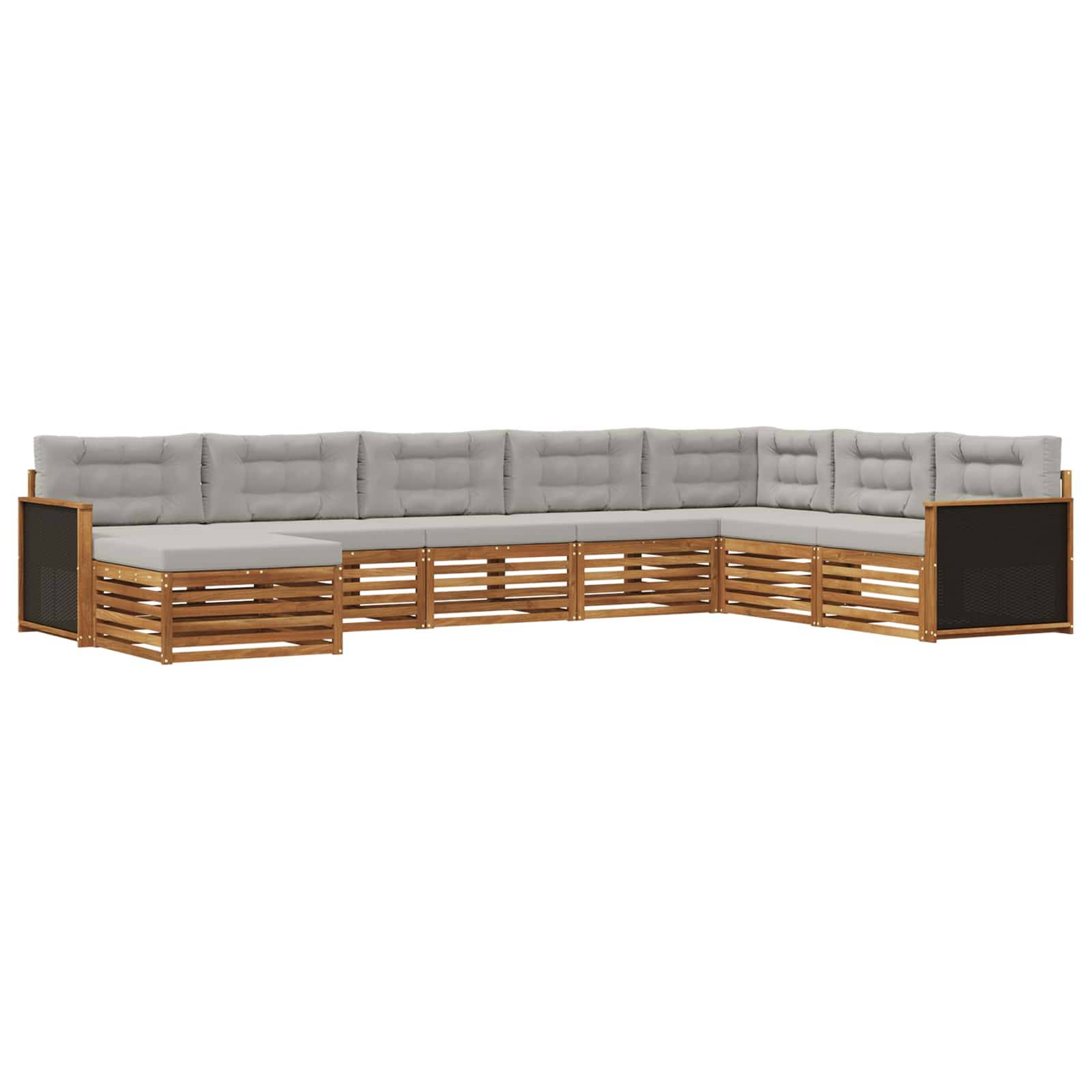 vidaXL Outdoor-Sofagarnitur mit Kissen 8 pcs Natürlich und Hellgrau
