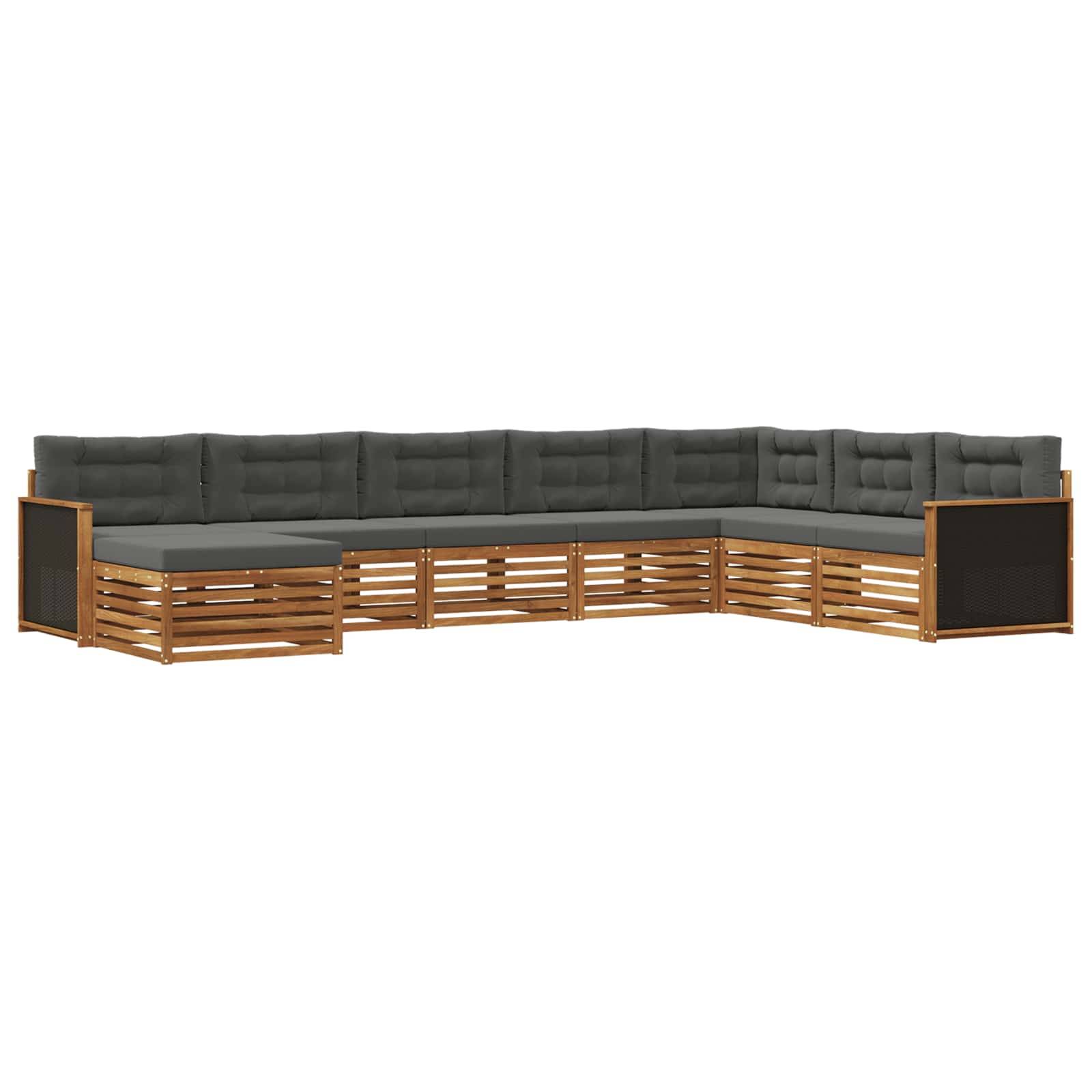 vidaXL Outdoor-Sofagarnitur mit Kissen 8 pcs Natur und Anthrazit