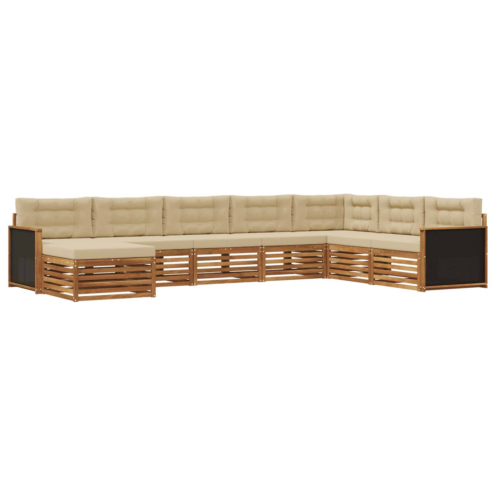 vidaXL Outdoor-Sofagarnitur mit Kissen 8 pcs Natur und Beige
