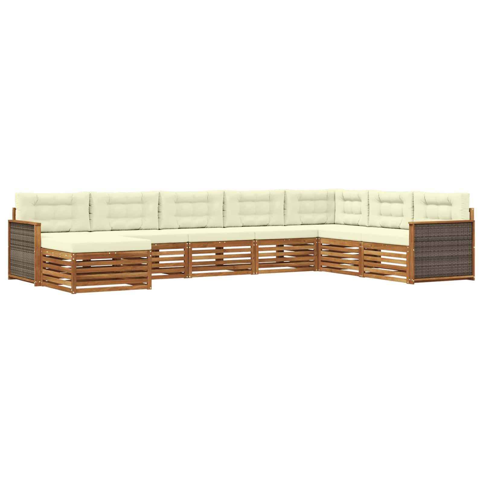 vidaXL Outdoor-Sofagarnitur mit Kissen 8 pcs Natur und Creme