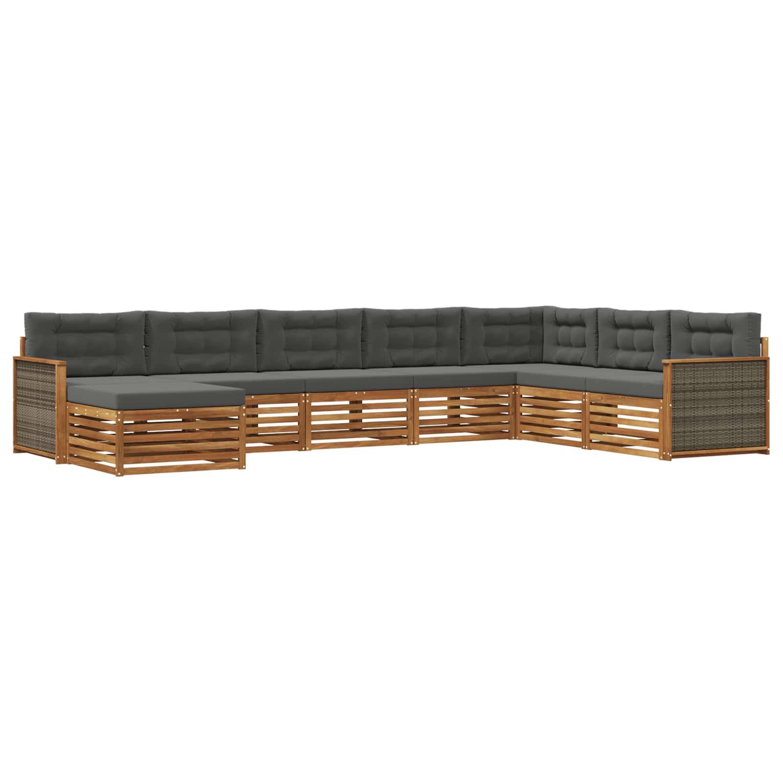 vidaXL Outdoor-Sofagarnitur mit Kissen 8 pcs Natur und Anthrazit