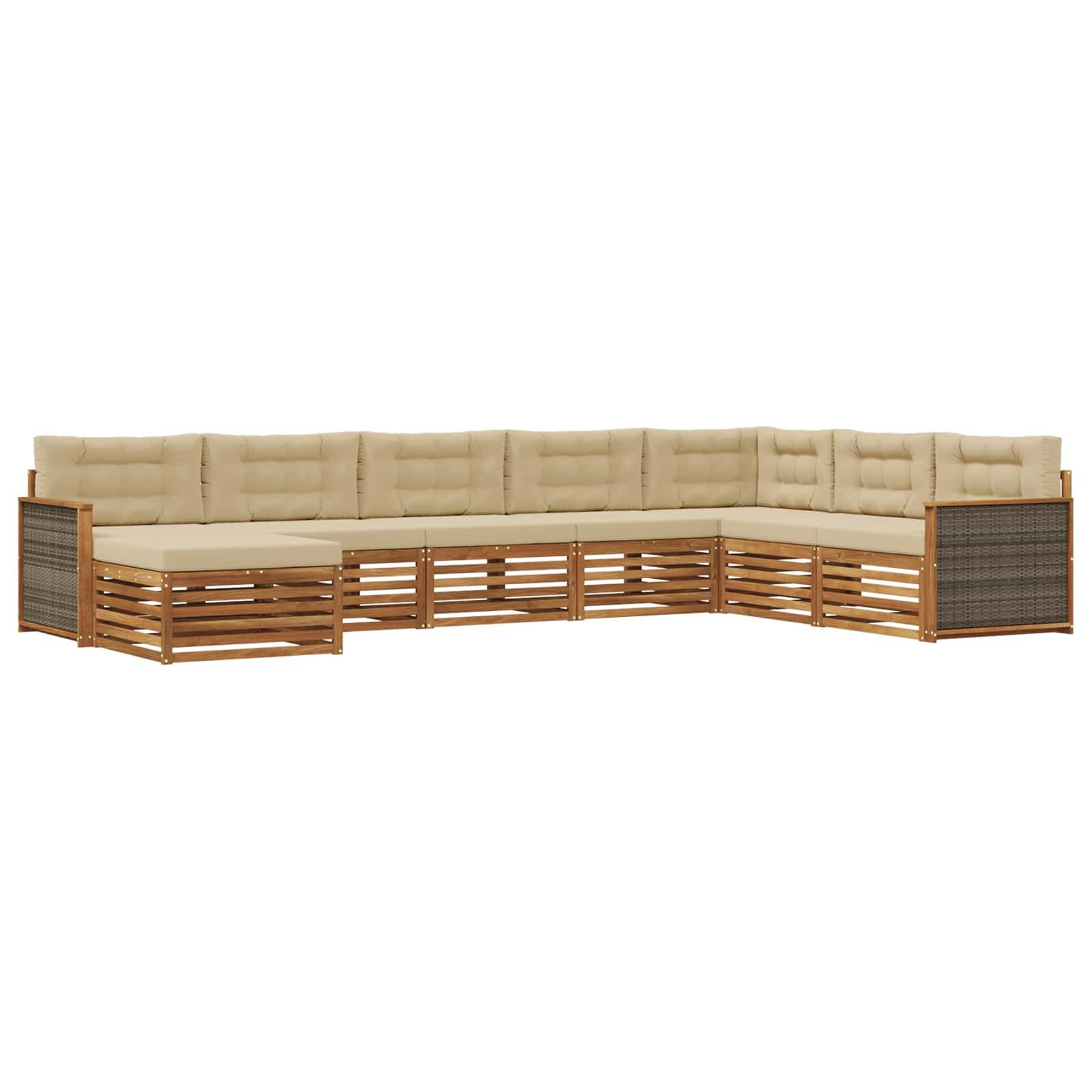 vidaXL Outdoor-Sofagarnitur mit Kissen 8 pcs Natur und Beige