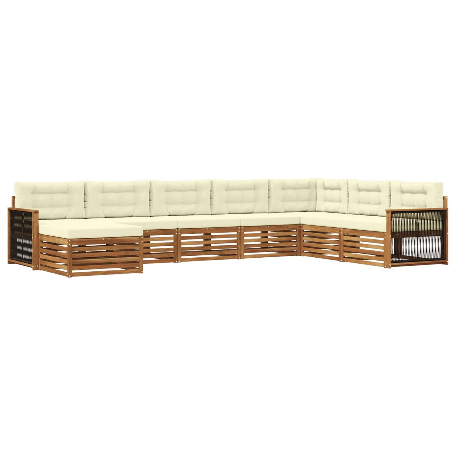 vidaXL Outdoor-Sofagarnitur mit Kissen 8 pcs Natur und Creme