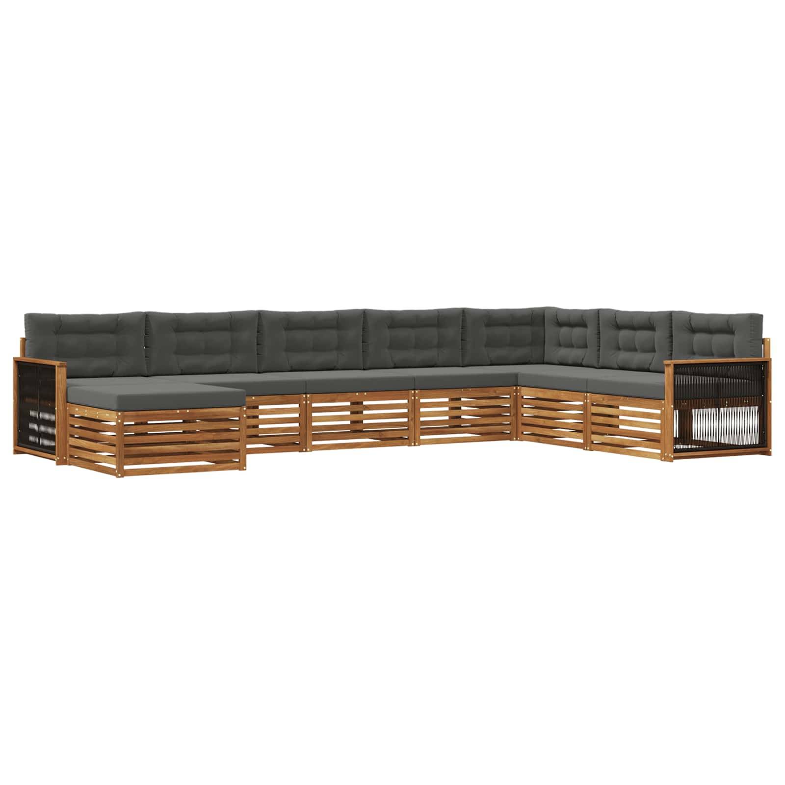 vidaXL Outdoor-Sofagarnitur mit Kissen 8 pcs Natur und Anthrazit