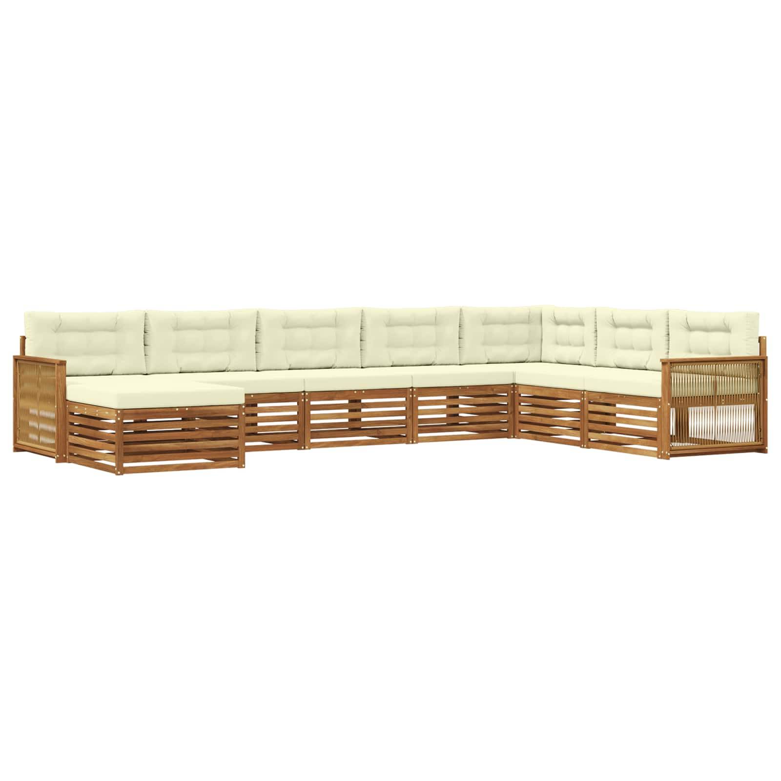 vidaXL Outdoor-Sofagarnitur mit Kissen 8 pcs Natur und Creme